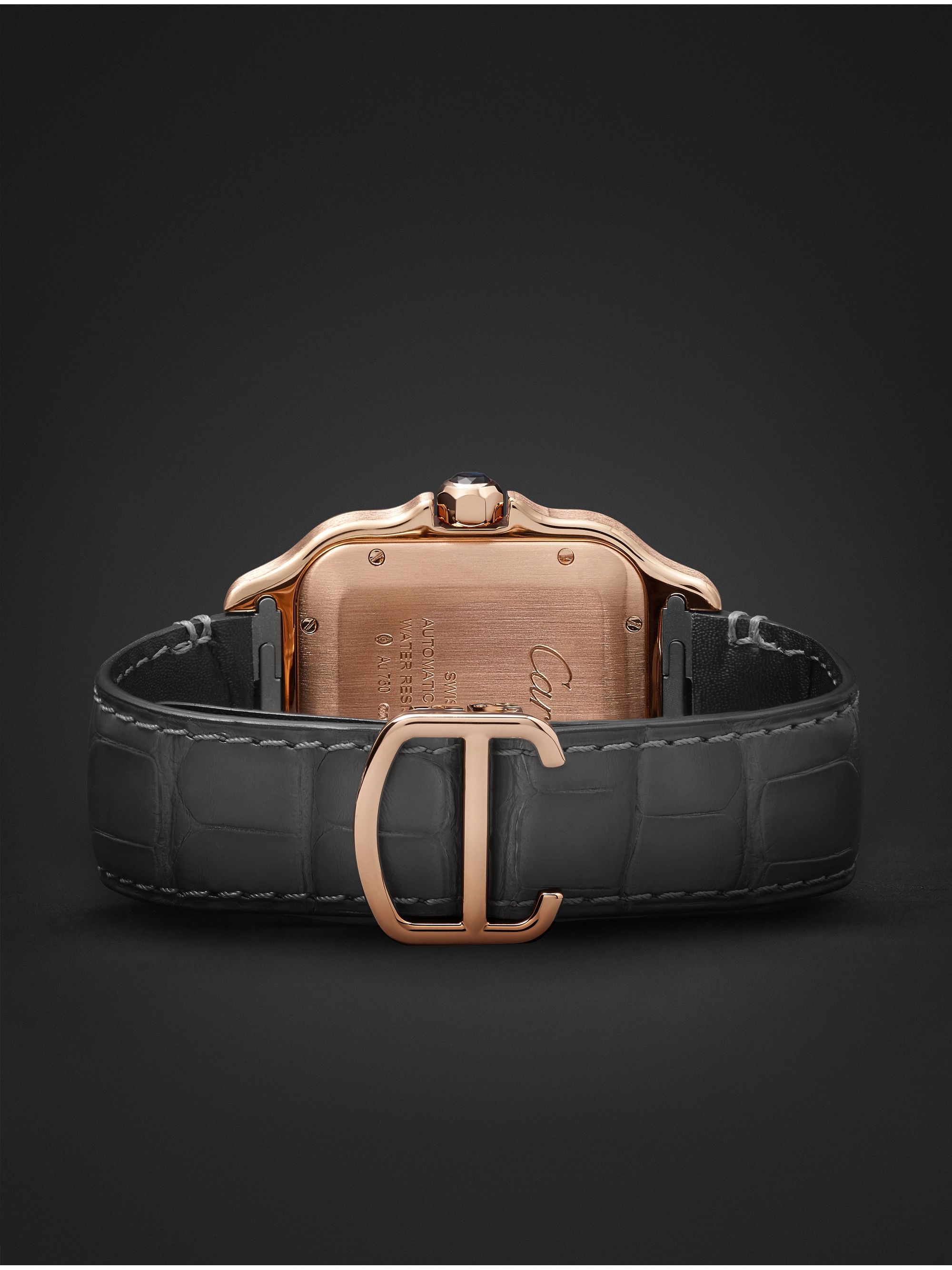 CARTIER Santos Automatic 39.8mm 18-Karat Pink Gold Interchangeable Alligator Watch, Ref. No. WGSA0007