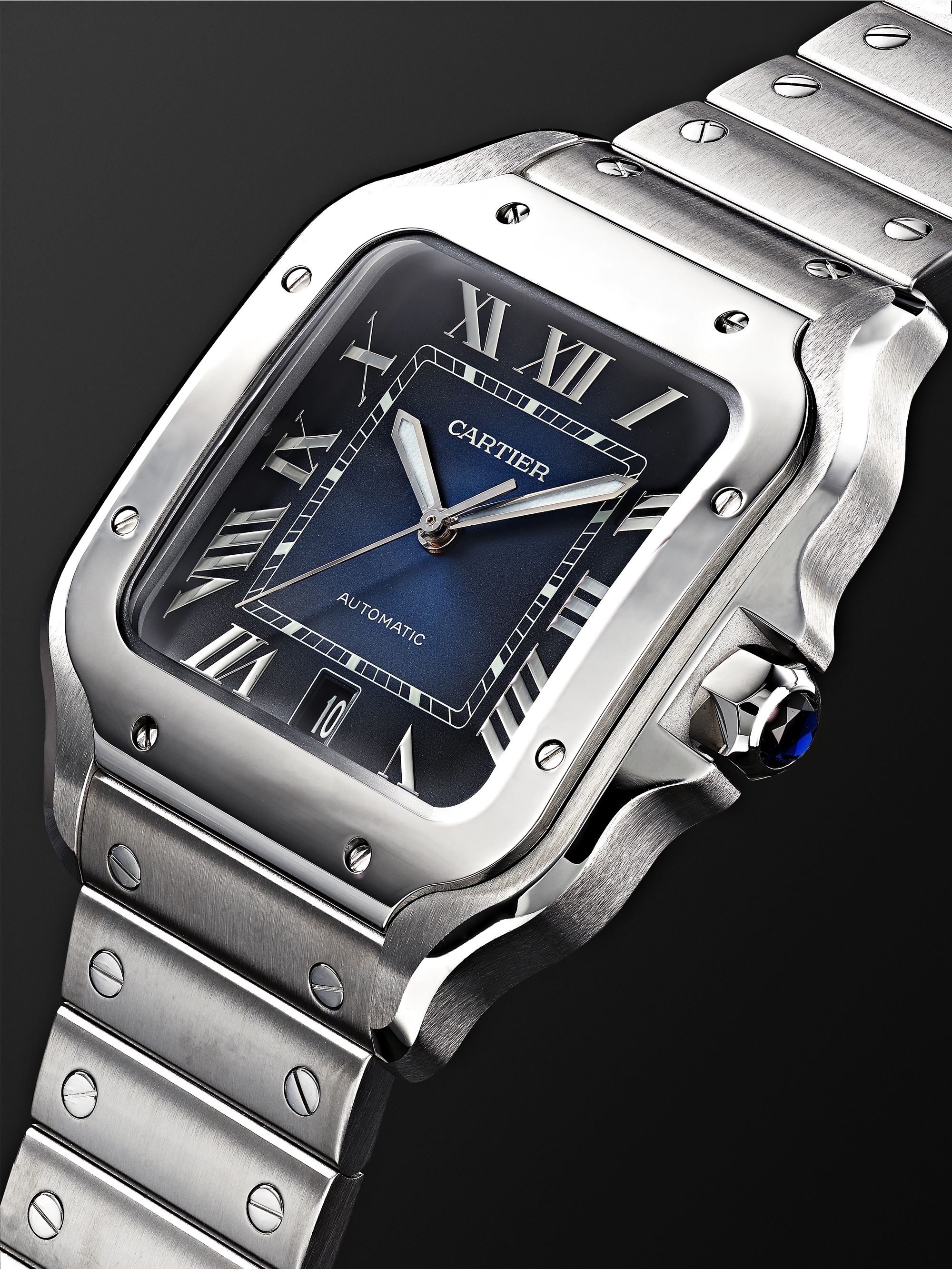 CARTIER Santos de Cartier Automatic 39.8mm Interchangeable Stainless Steel and Leather Watch, Ref. No. WSSA0013