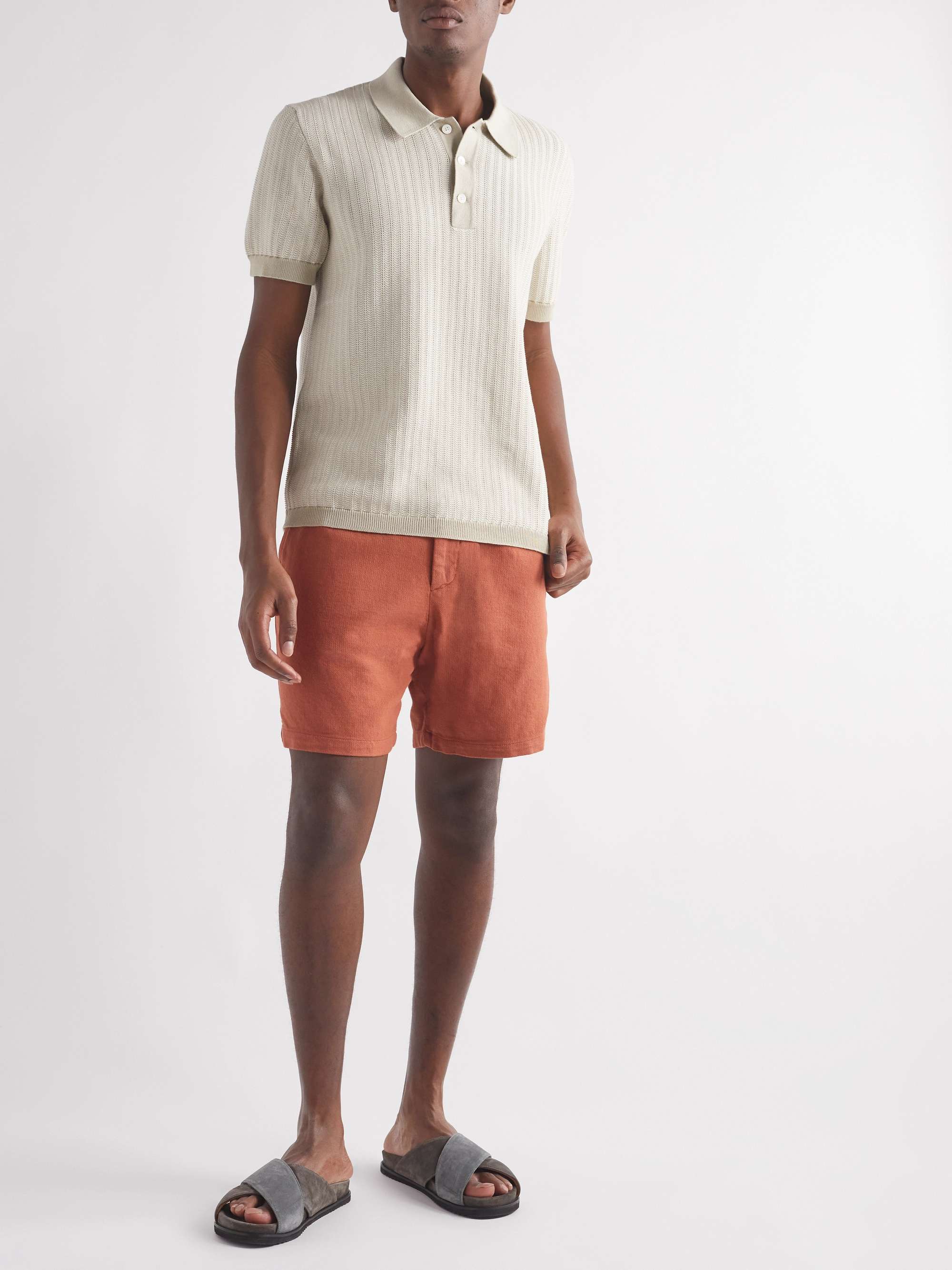 MR P. Straight-Leg Garment-Dyed Cotton-Blend Jersey Drawstring Shorts