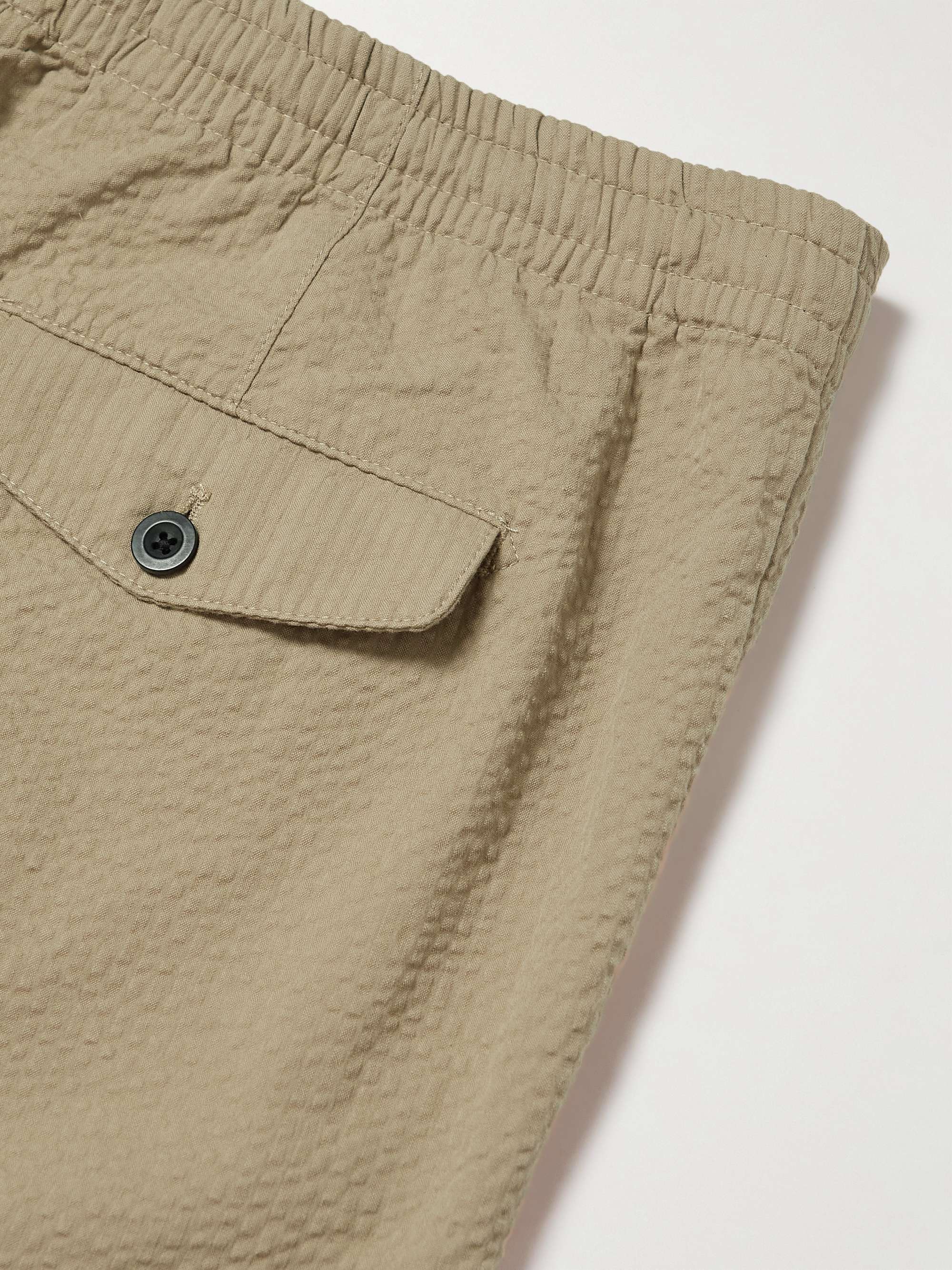 MR P. Straight-Leg Organic Cotton-Seersucker Drawstring Shorts