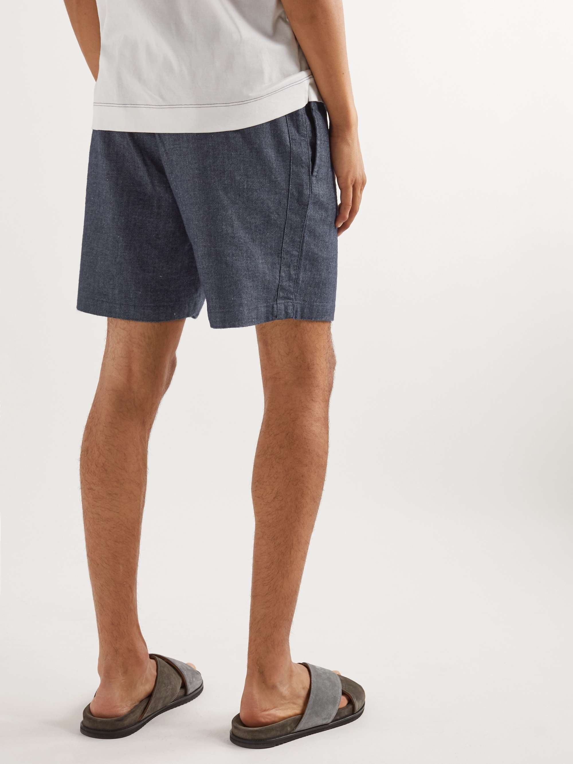 MR P. Straight-Leg Chambray Drawstring Shorts