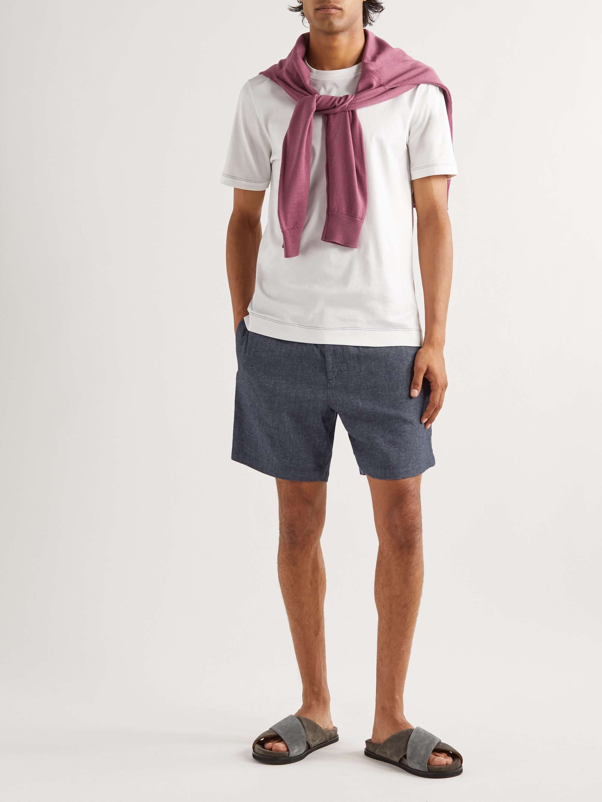MR P. Straight-Leg Chambray Drawstring Shorts