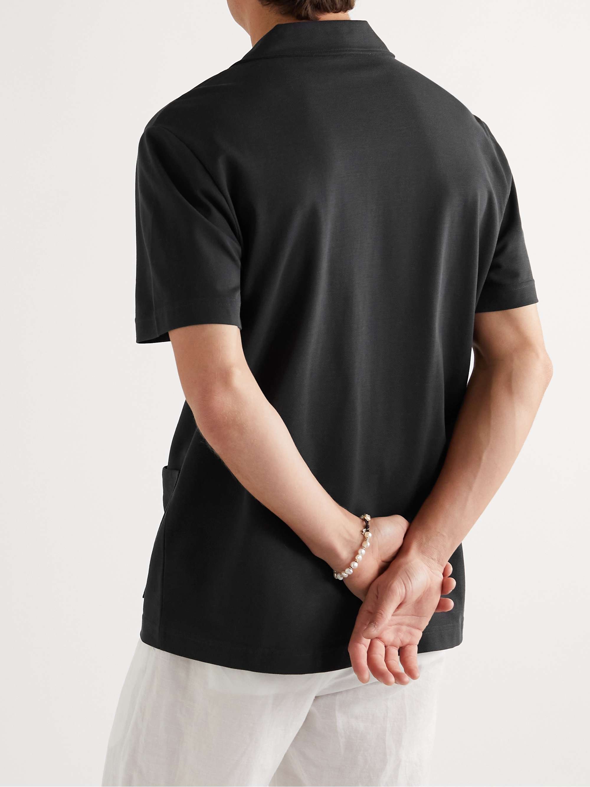 MR P. Jersey-Panelled Organic Cotton-Piqué Shirt