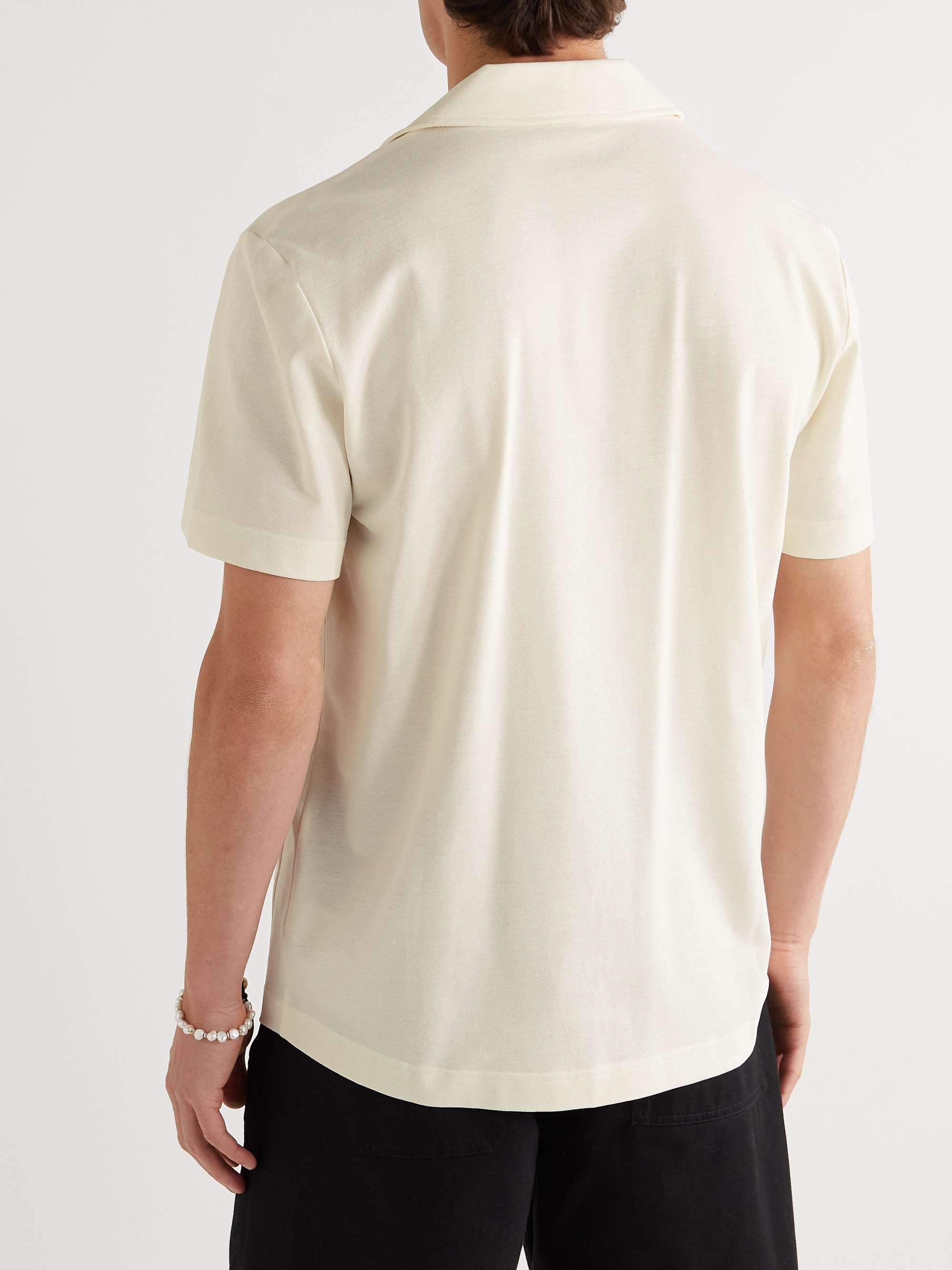 MR P. Jersey-Panelled Organic Cotton-Piqué Shirt