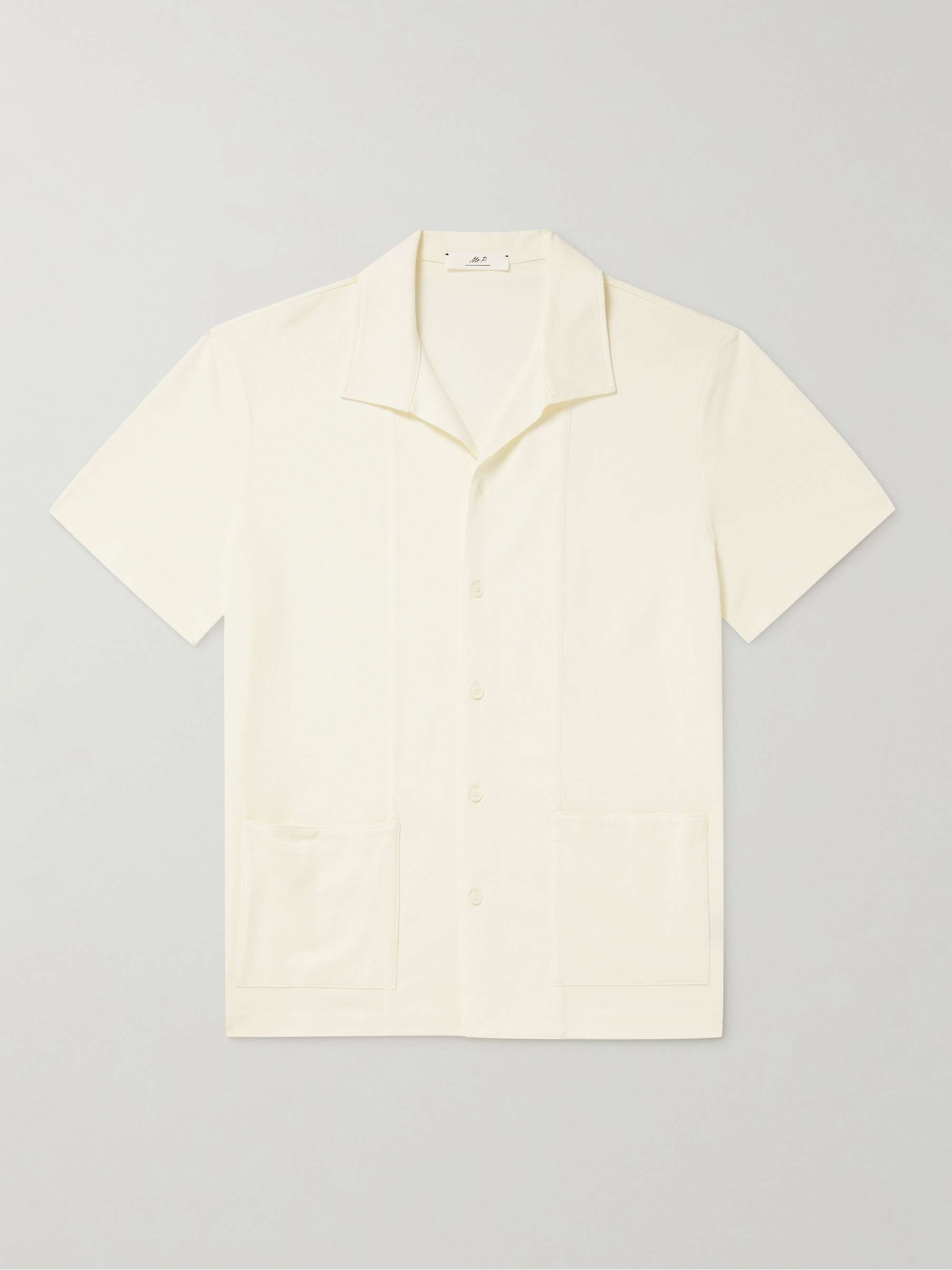 MR P. Jersey-Panelled Organic Cotton-Piqué Shirt