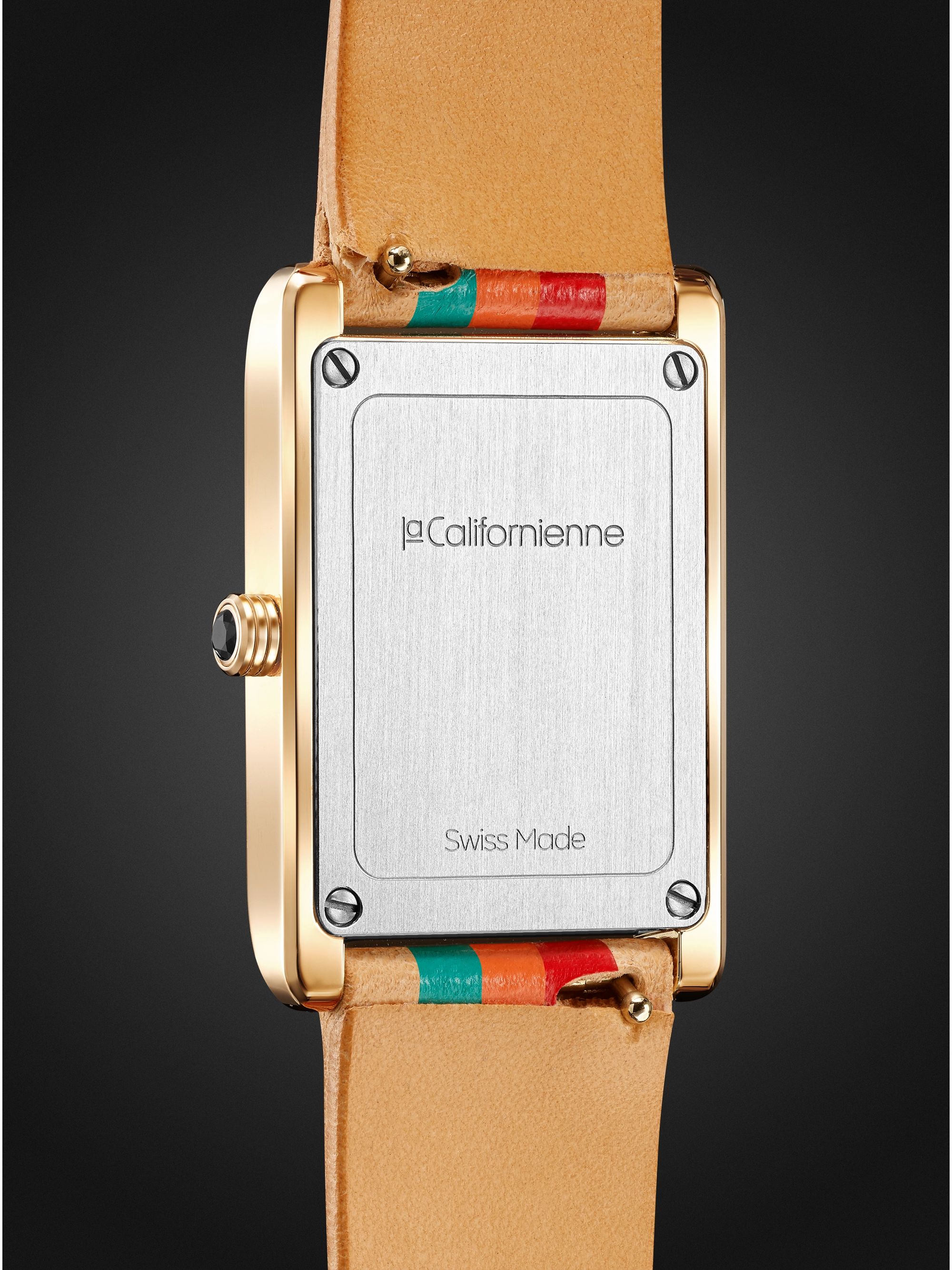 LA CALIFORNIENNE Daybreak 24mm Gold-Plated and Leather Watch, Ref. No. DB-09 YG TERR