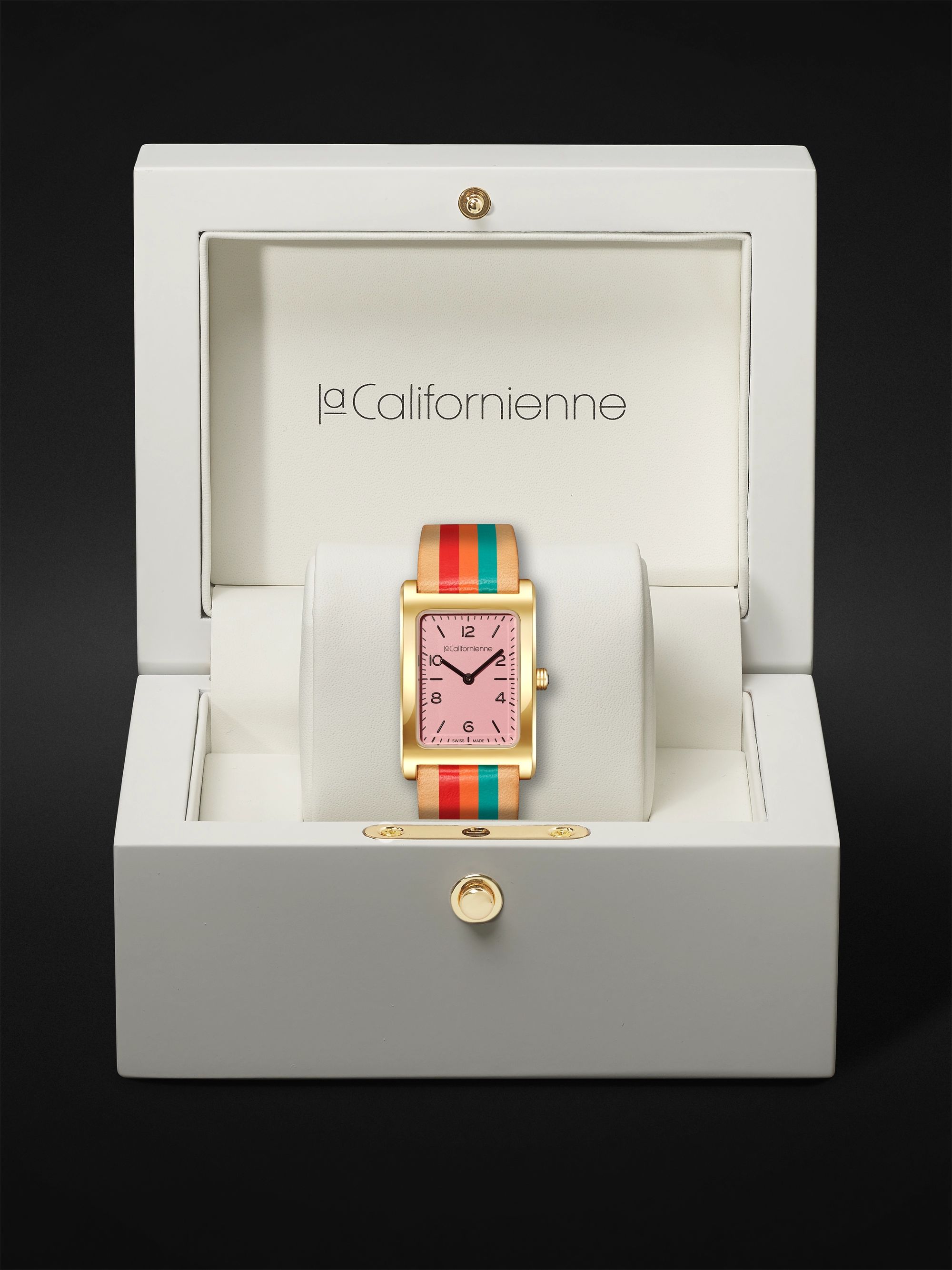 LA CALIFORNIENNE Daybreak 24mm Gold-Plated and Leather Watch, Ref. No. DB-09 YG TERR