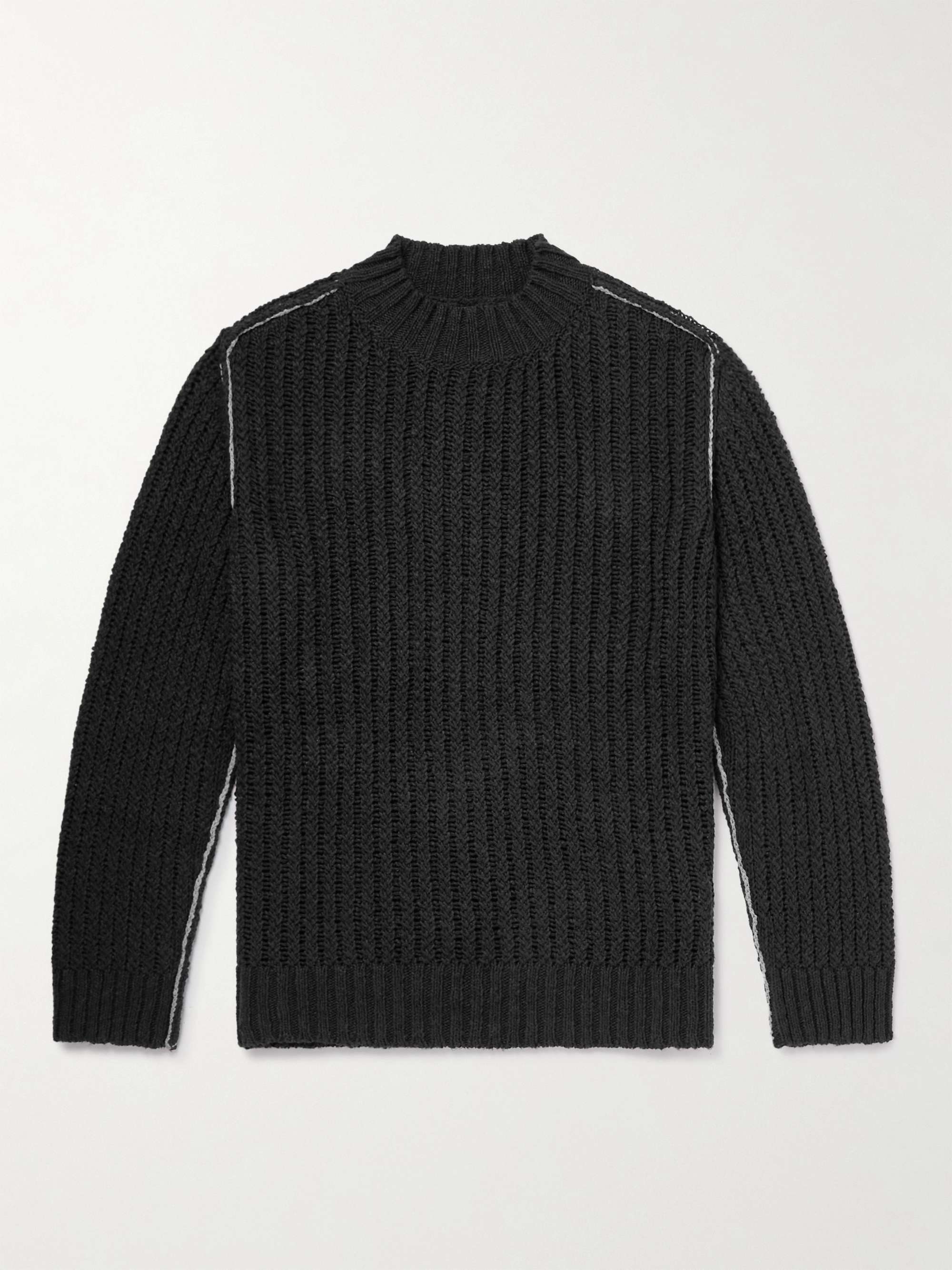 Ribbed Open-Knit Cotton Sweater