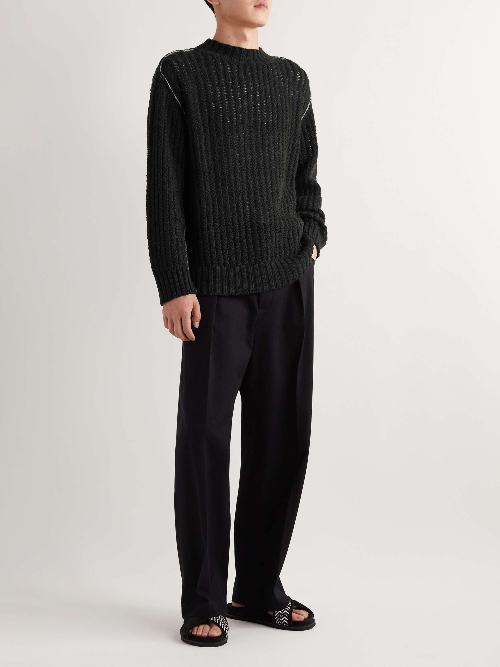 MR P. Ribbed Open-Knit Cotton Sweater for Men | MR PORTER