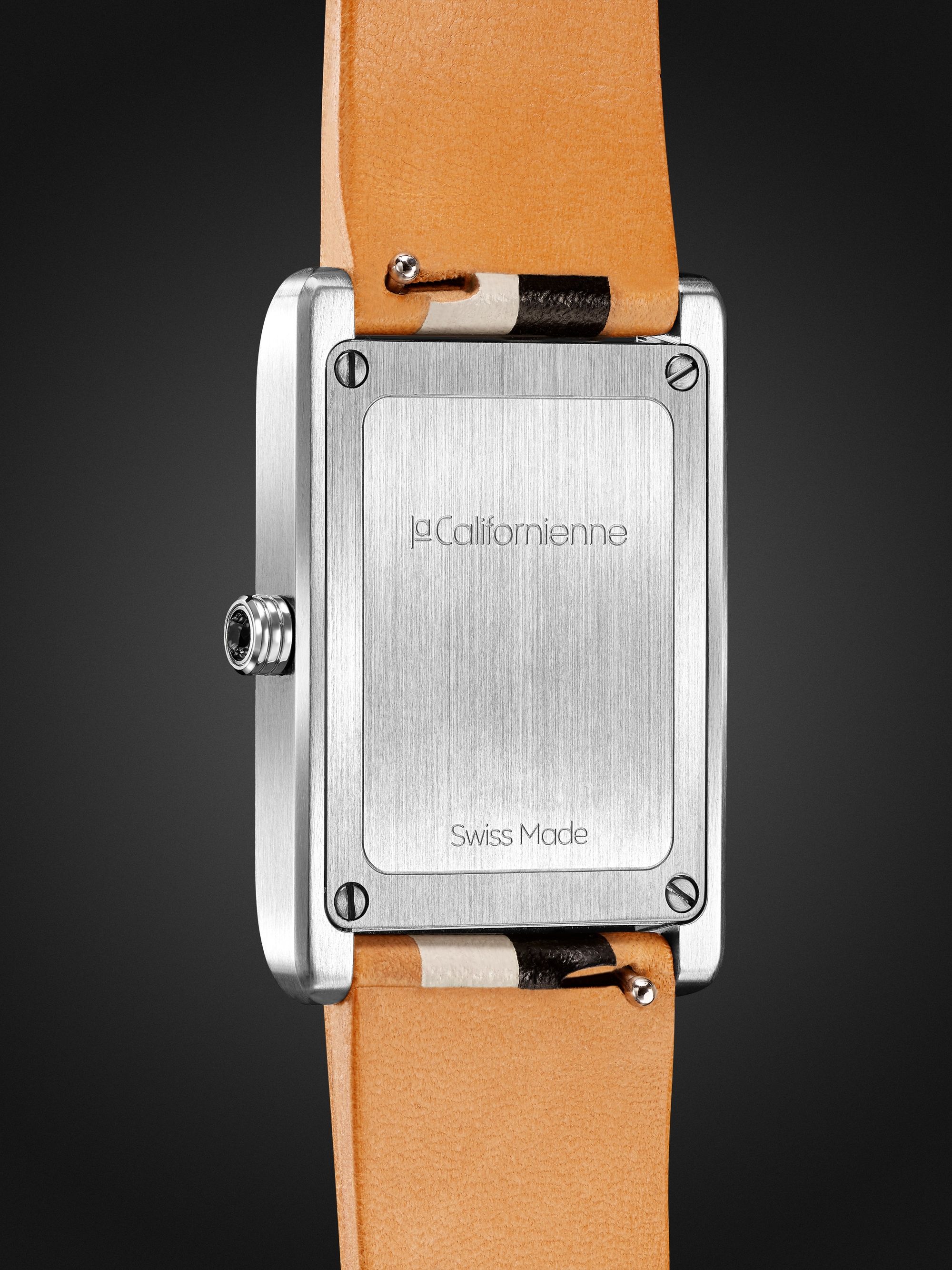 LA CALIFORNIENNE Daybreak 24mm Steel and Leather Watch, Ref. No. DB-06 SS B&W