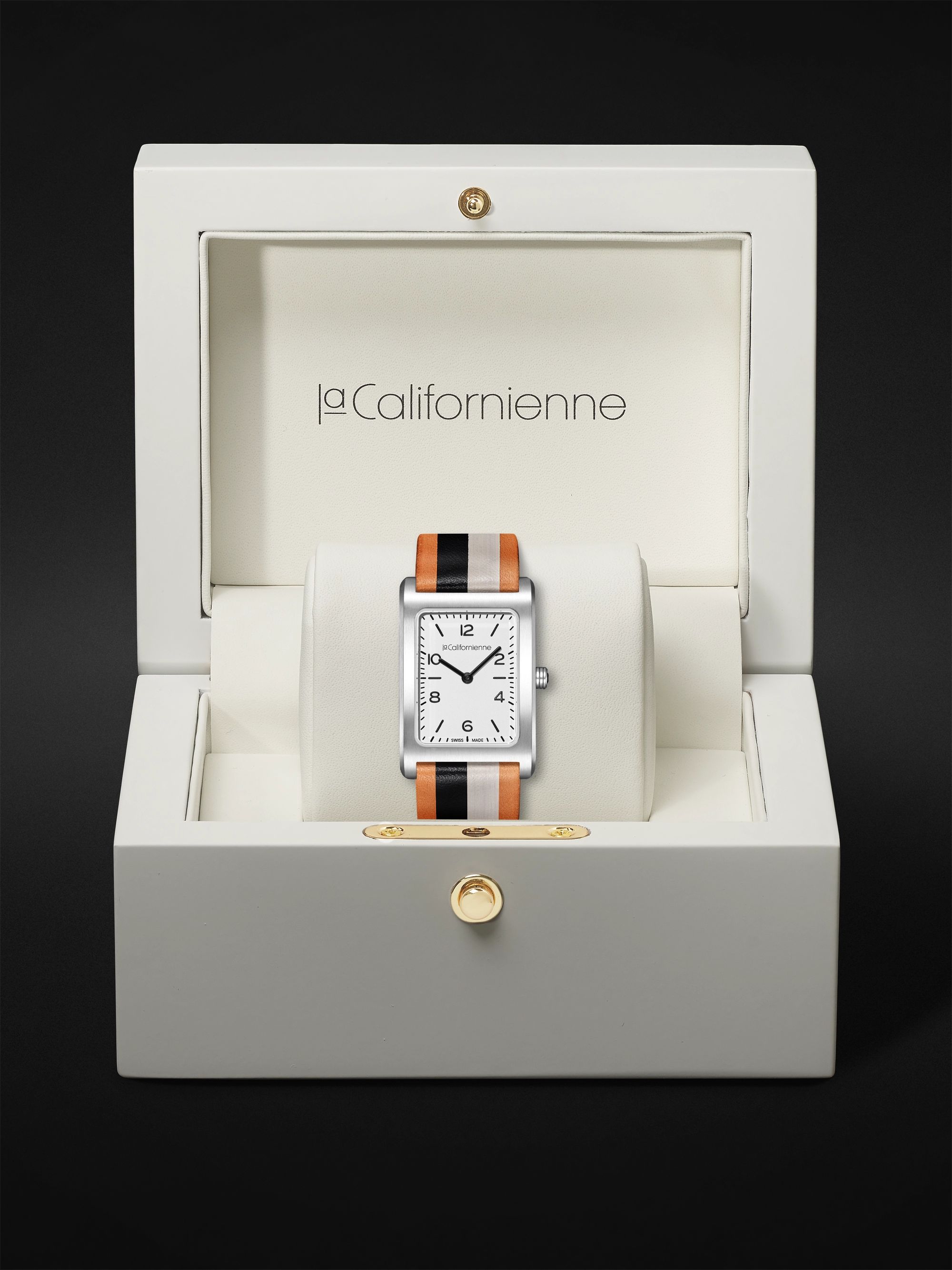 LA CALIFORNIENNE Daybreak 24mm Steel and Leather Watch, Ref. No. DB-06 SS B&W