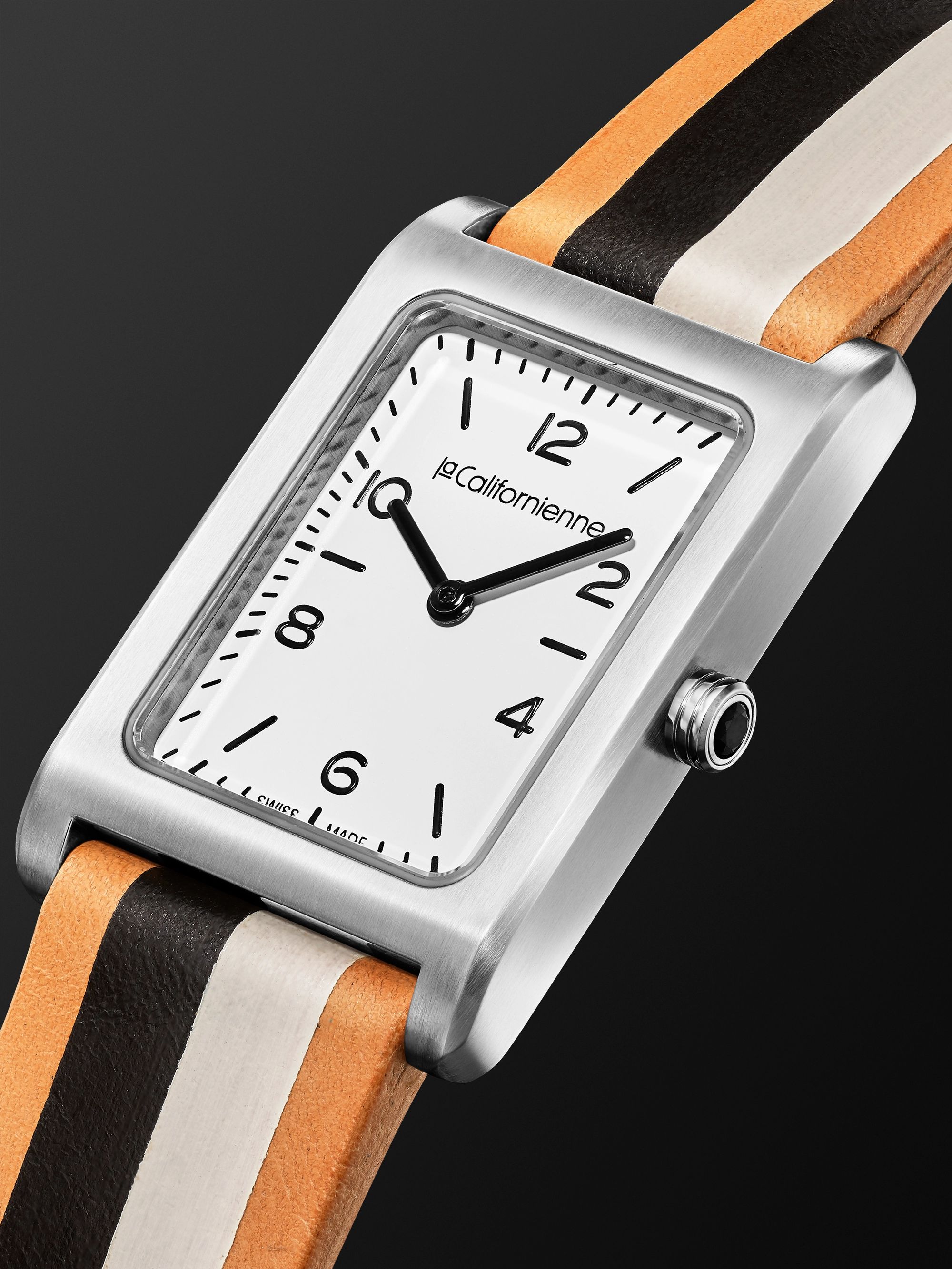 LA CALIFORNIENNE Daybreak 24mm Steel and Leather Watch, Ref. No. DB-06 SS B&W