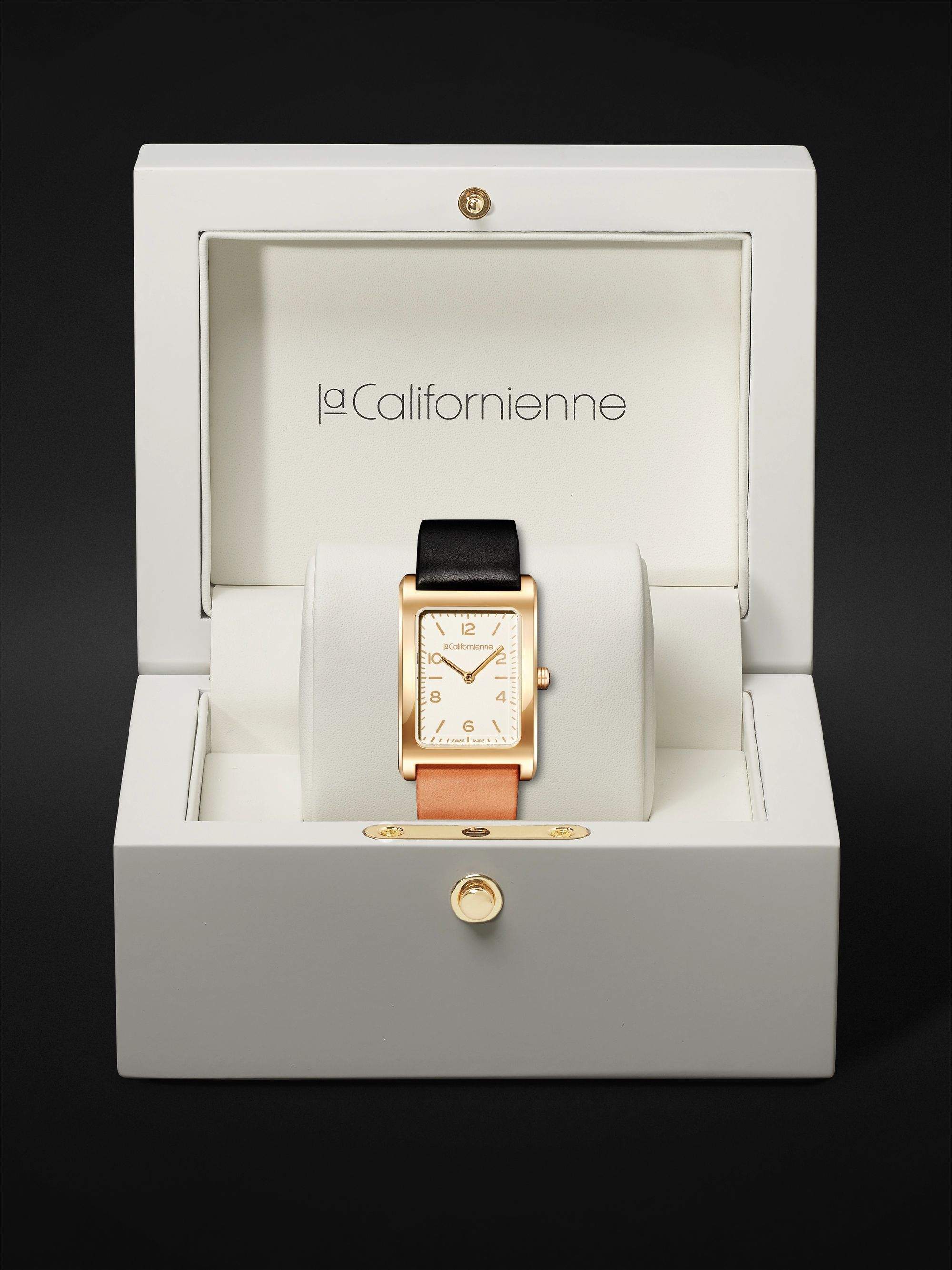 LA CALIFORNIENNE Daybreak 24mm Gold-Plated and Leather Watch, Ref. No. YG DB-05 Half n Half