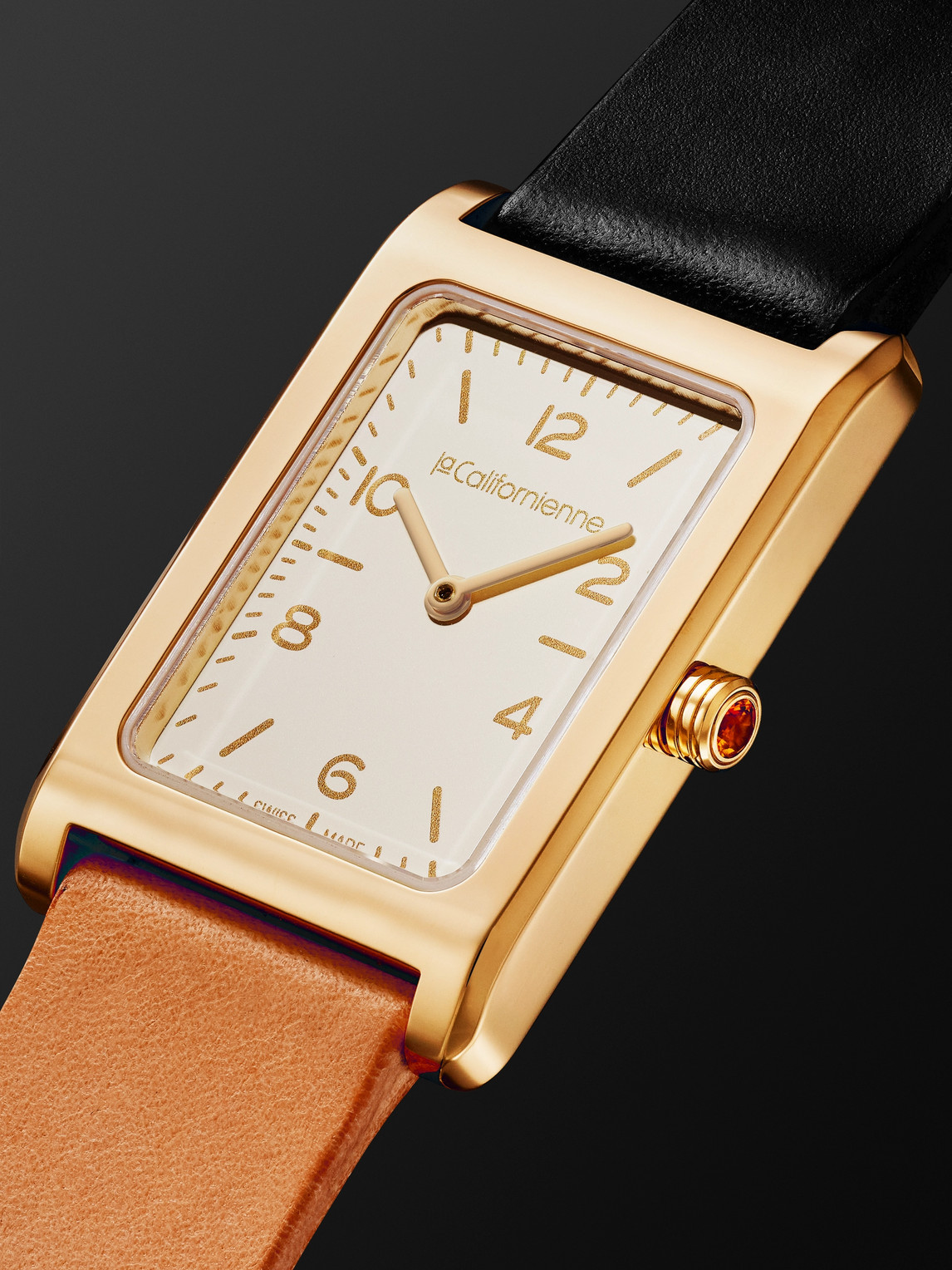 Shop Lacalifornienne Daybreak 24mm Gold-plated And Leather Watch, Ref. No. Yg Db-05 Half N Half In Neutrals