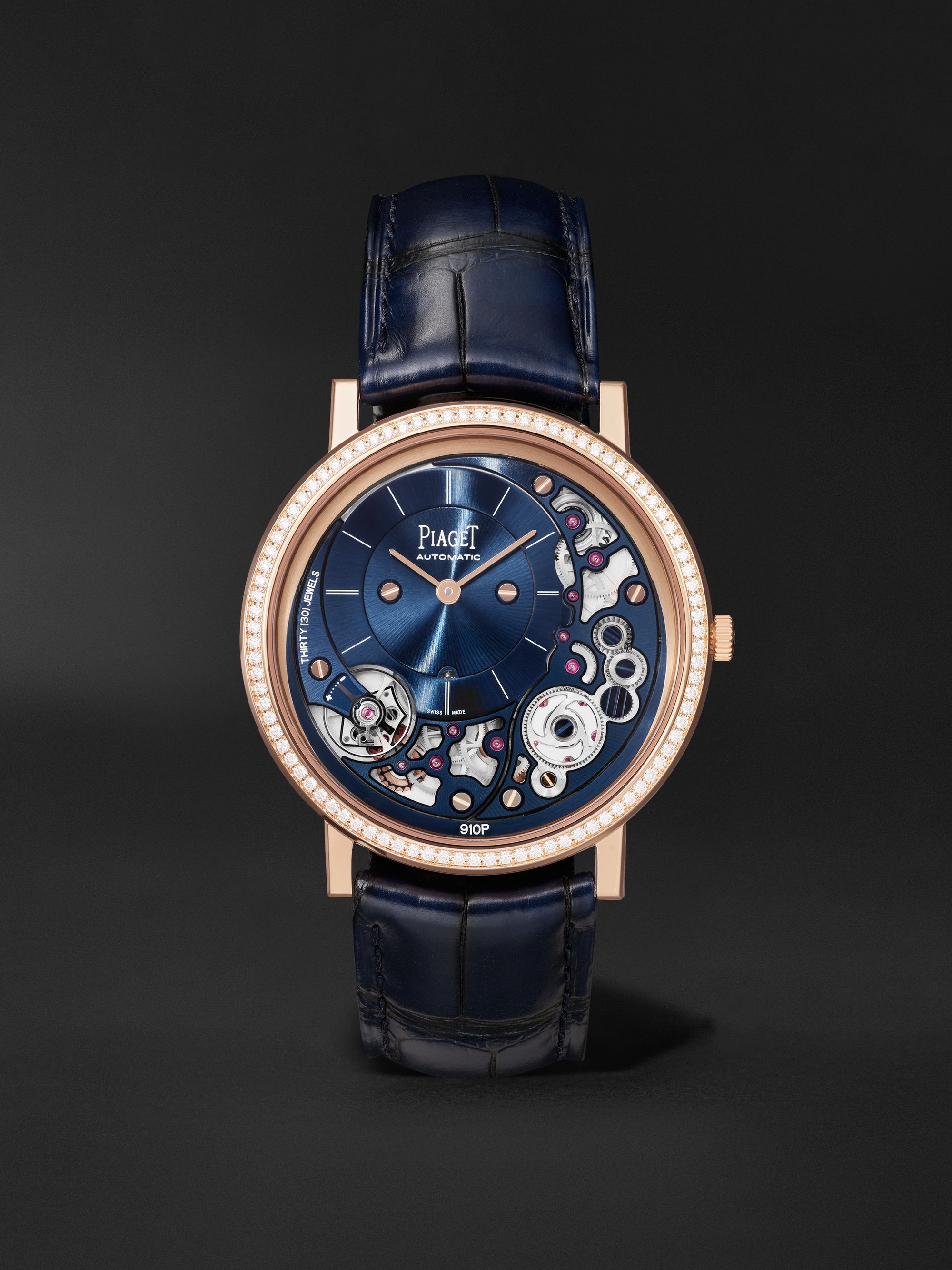 PIAGET Altiplano Ultimate Automatic 41mm 18-Karat Rose Gold, Diamond and Alligator Watch, Ref. No. G0A47124