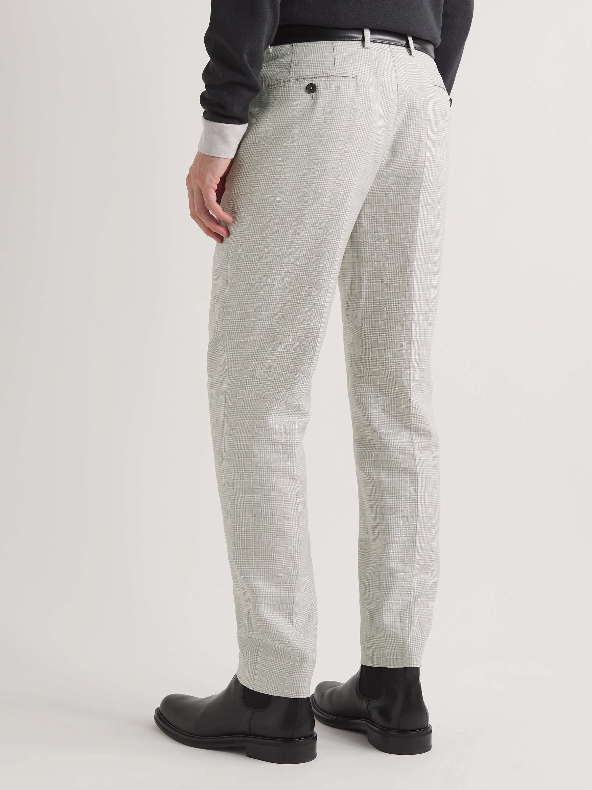 MR P. Prince Of Wales Checked Virgin Wool and Linen-Blend Trousers