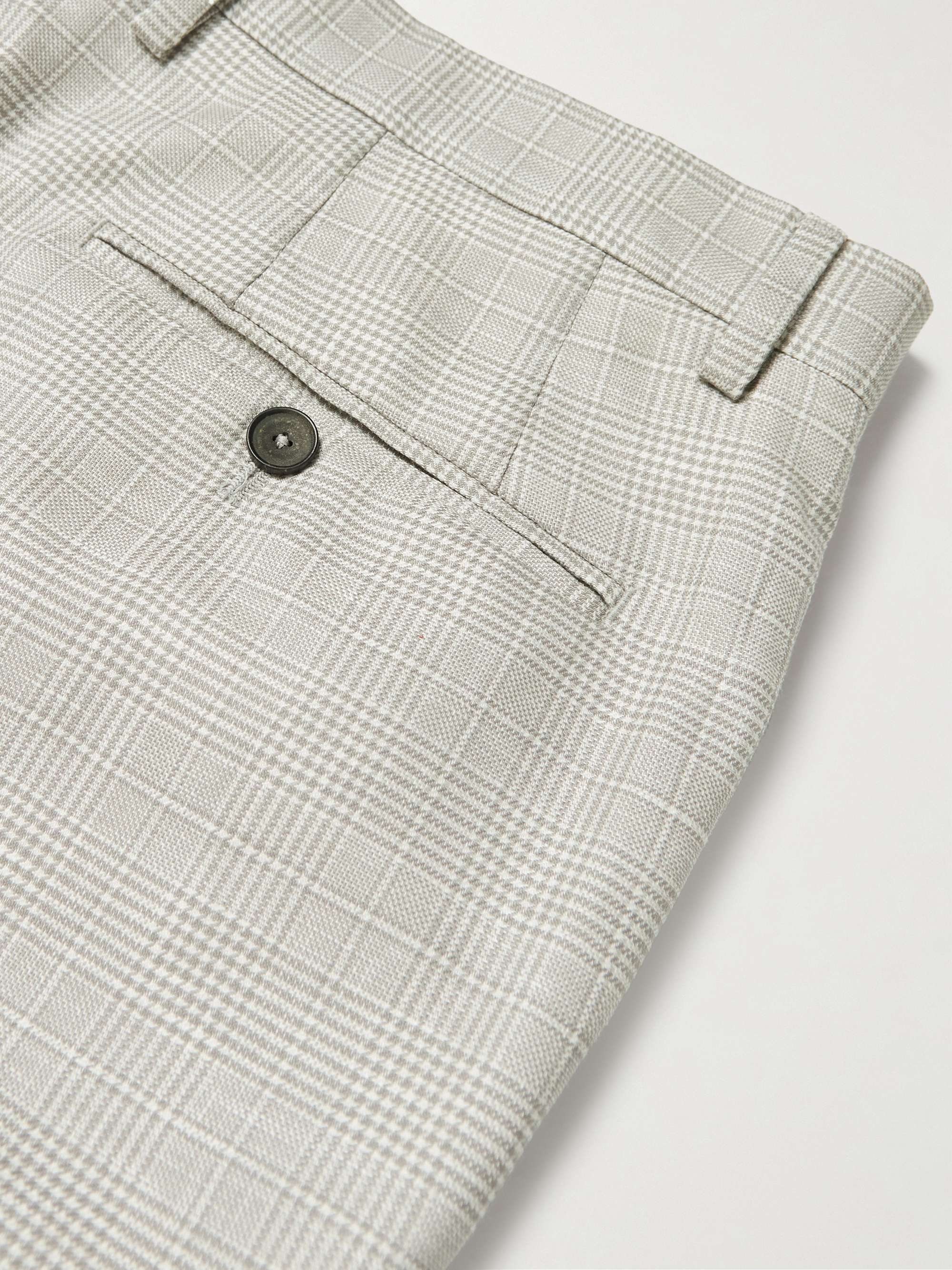 MR P. Prince Of Wales Checked Virgin Wool and Linen-Blend Trousers
