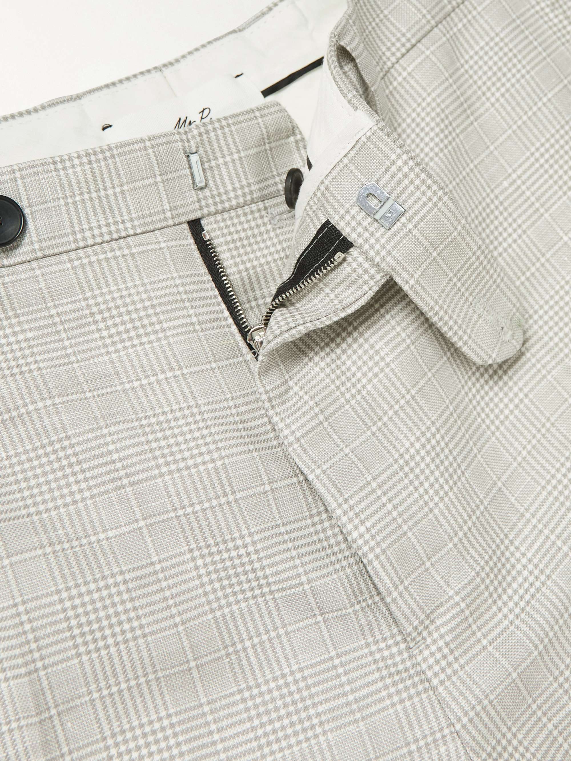 MR P. Prince Of Wales Checked Virgin Wool and Linen-Blend Trousers