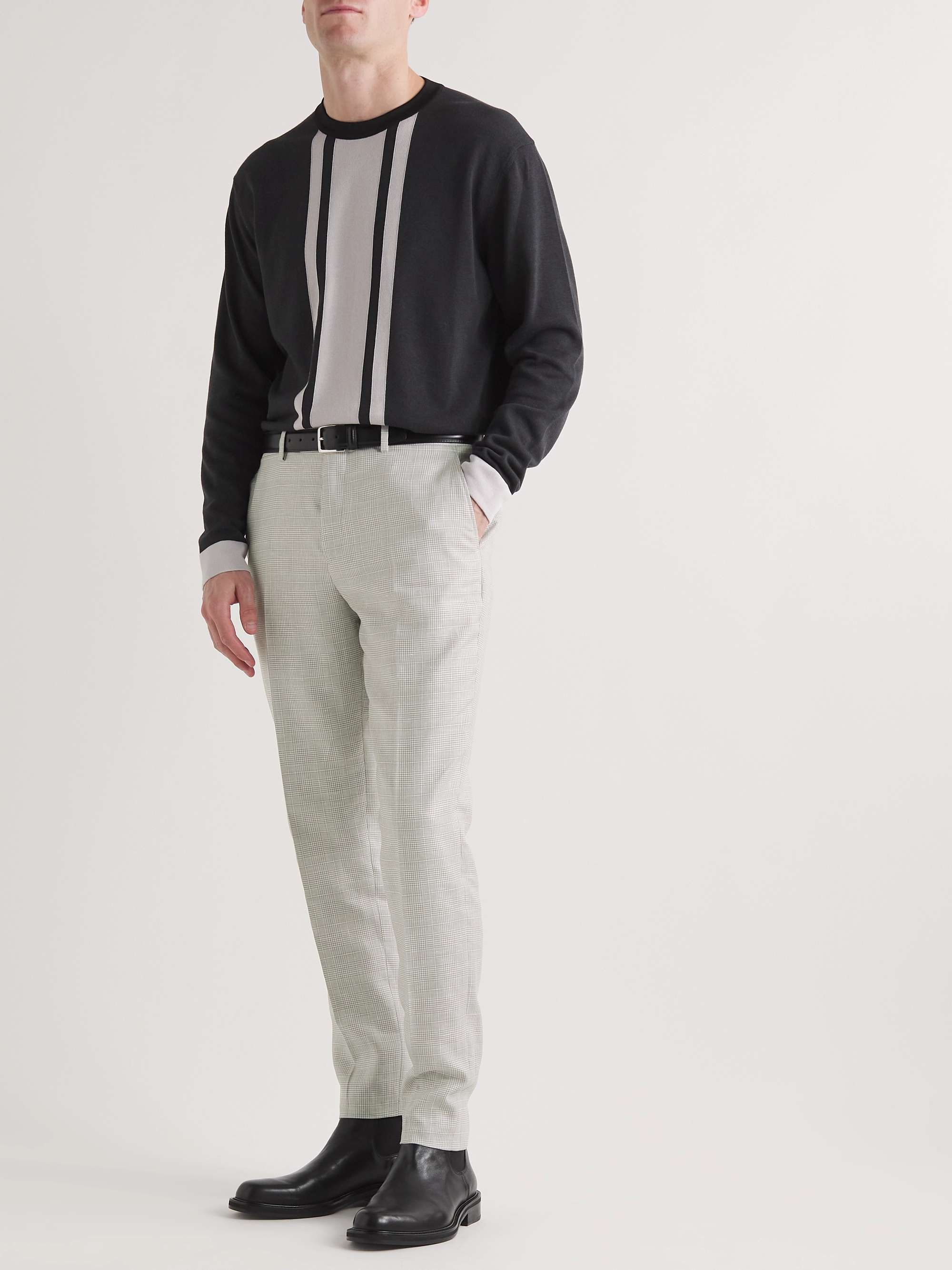 MR P. Prince Of Wales Checked Virgin Wool and Linen-Blend Trousers