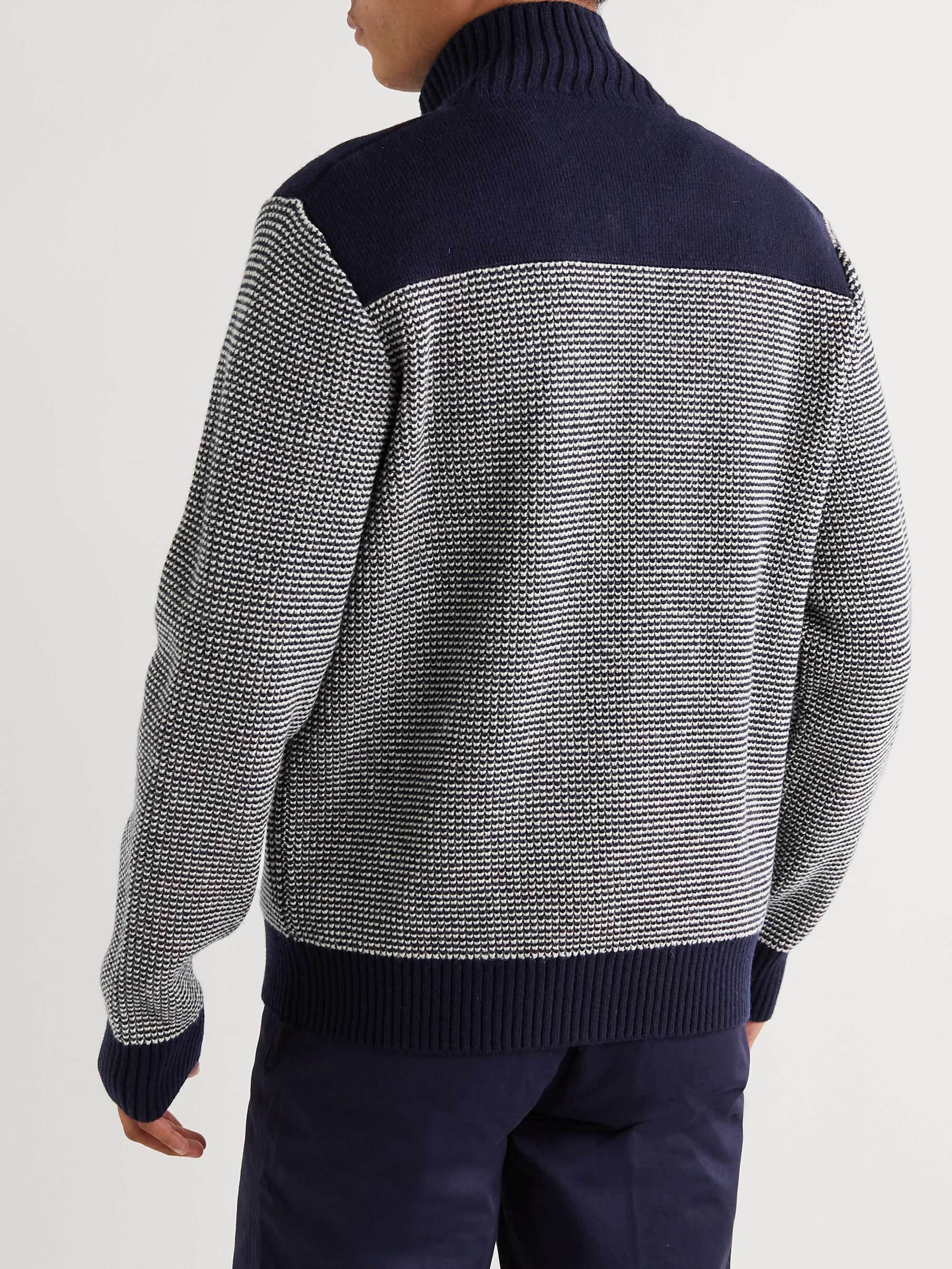 MR P. Honeycomb-Knit Virgin Wool Zip-Up Cardigan