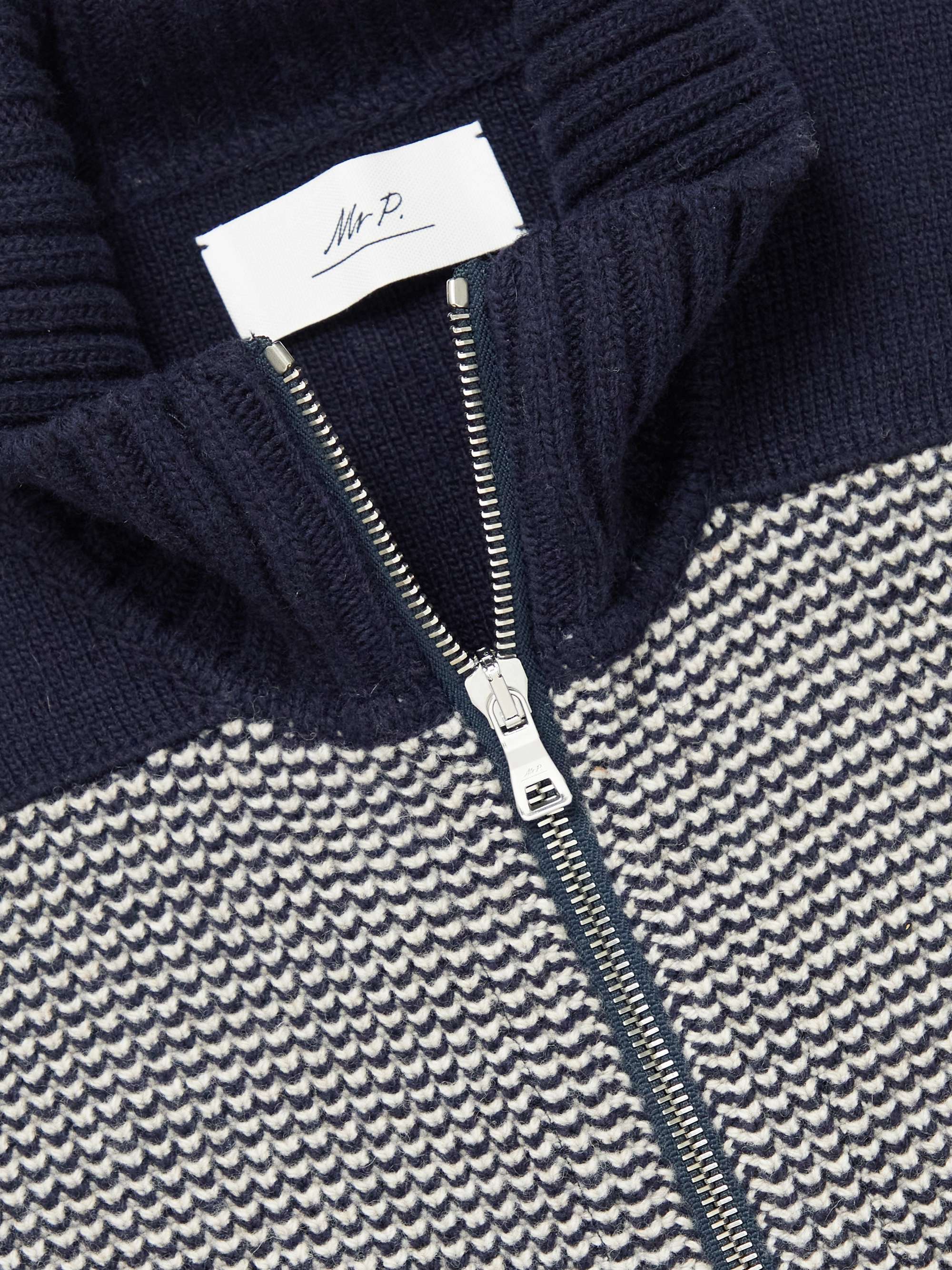 MR P. Honeycomb-Knit Virgin Wool Zip-Up Cardigan