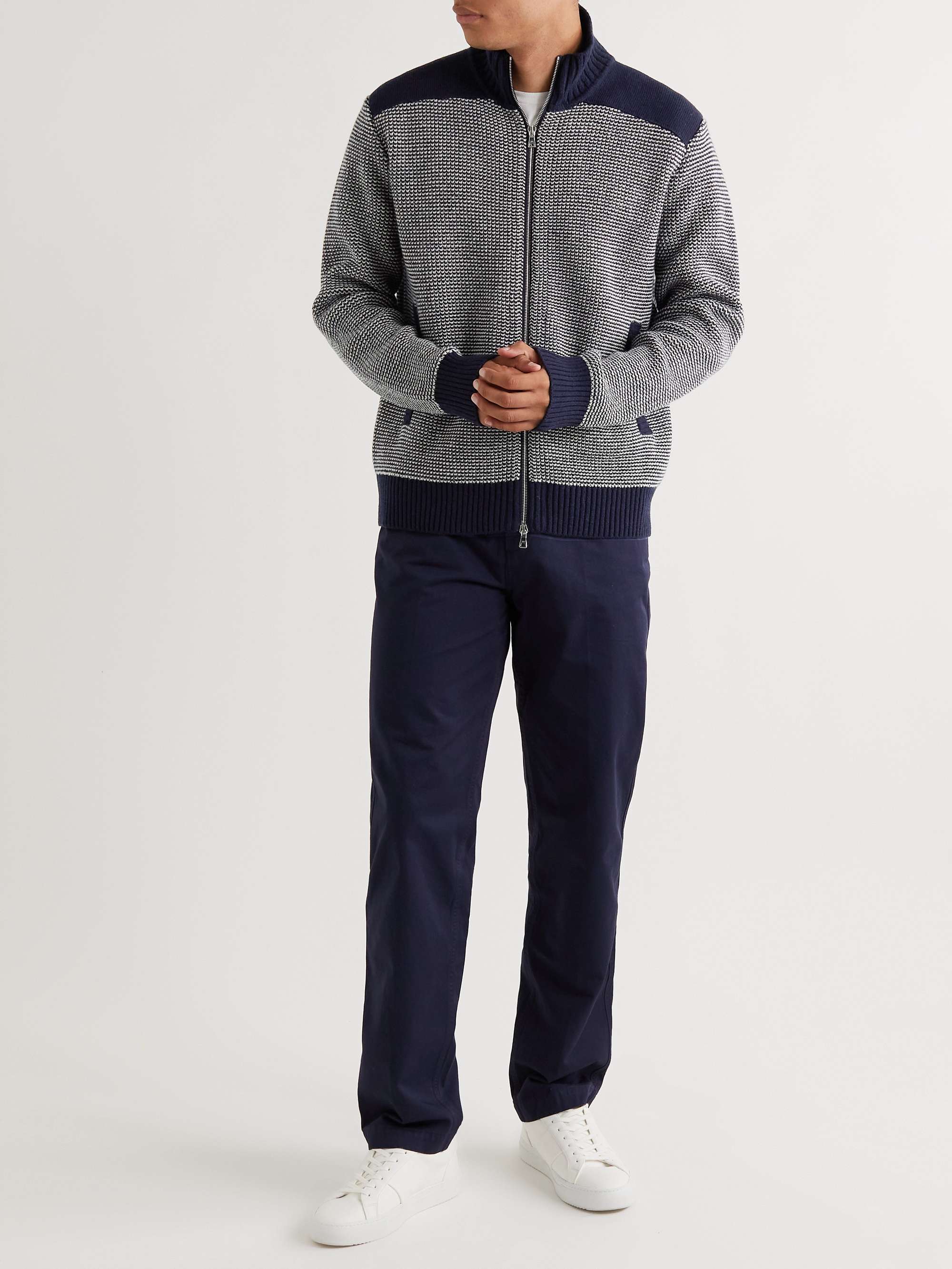 MR P. Honeycomb-Knit Virgin Wool Zip-Up Cardigan
