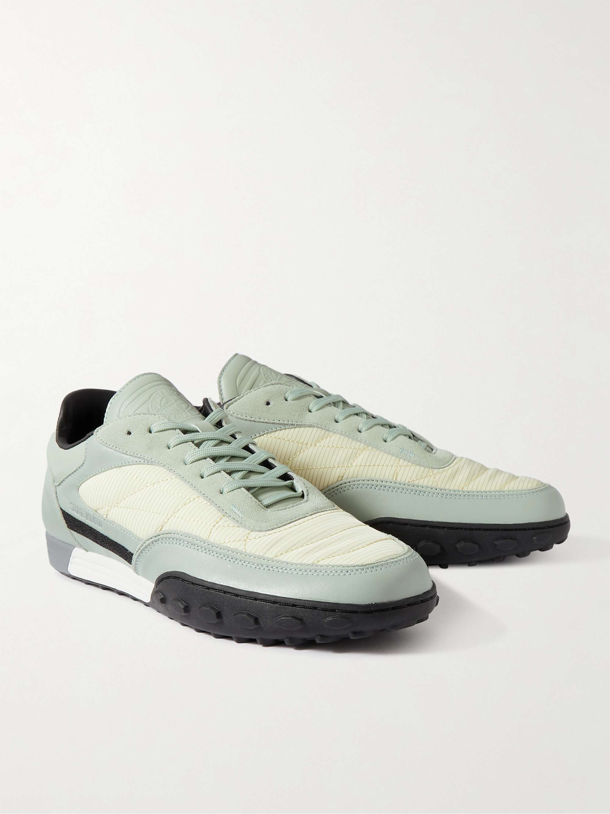 STONE ISLAND Football Leather, Suede and Canvas Sneakers for Men MR PORTER