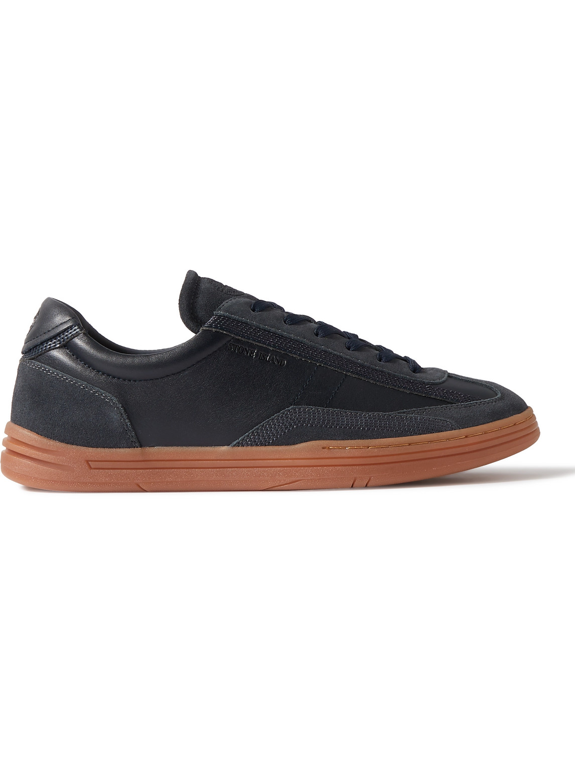 Rock Suede-Trimmed Leather Sneakers