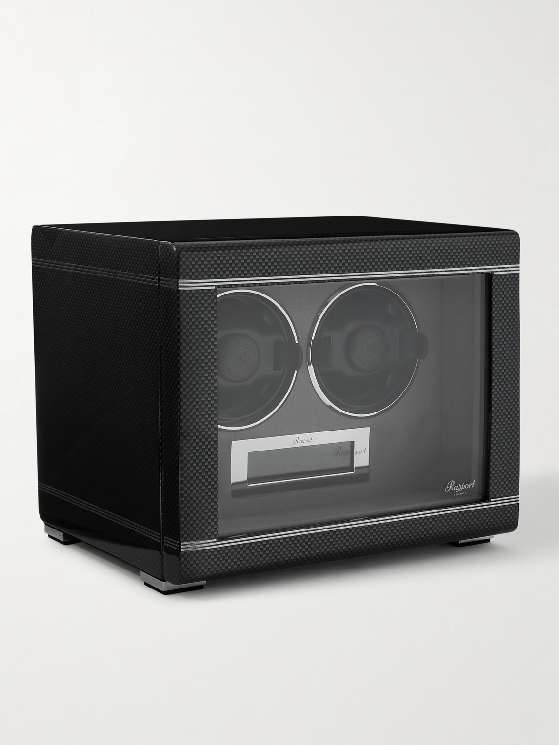 Formula Duo Carbon Fibre Lacquered Cedar and Glass Watch Winder
