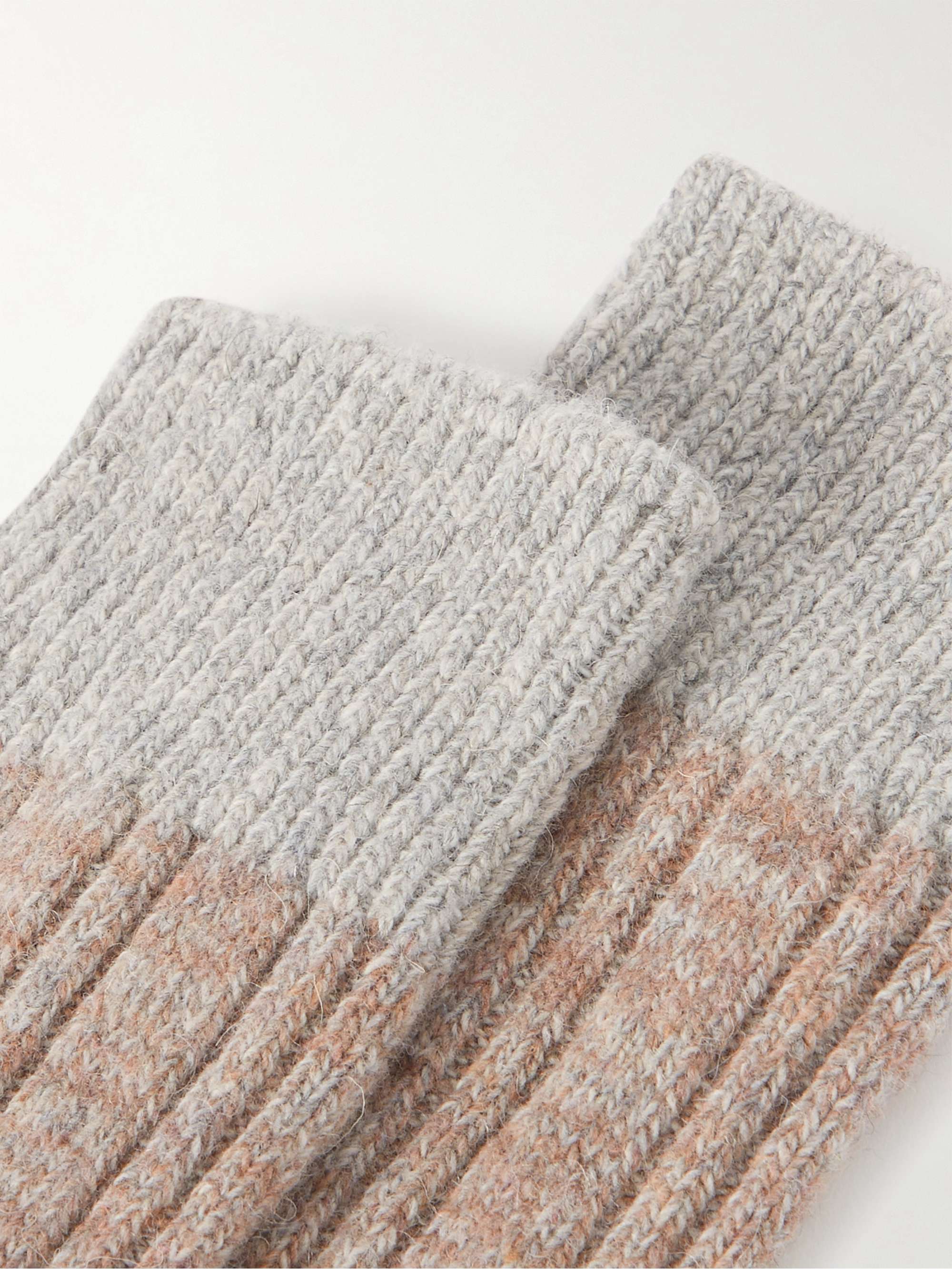 THUNDERS LOVE Colour-Block Ribbed Wool-Blend Socks