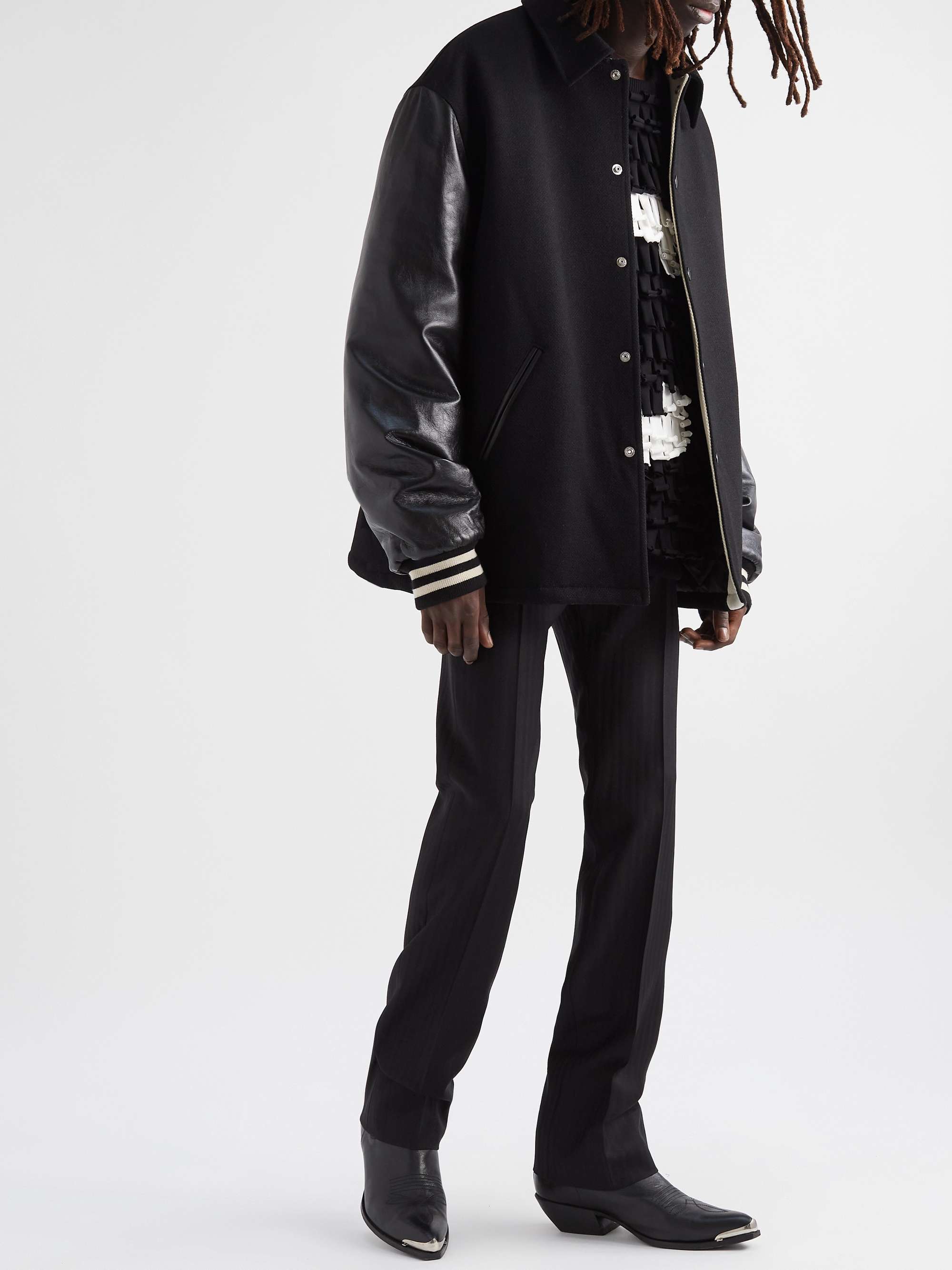 CELINE HOMME Fringed Logo-Print Cotton-Blend Sweater
