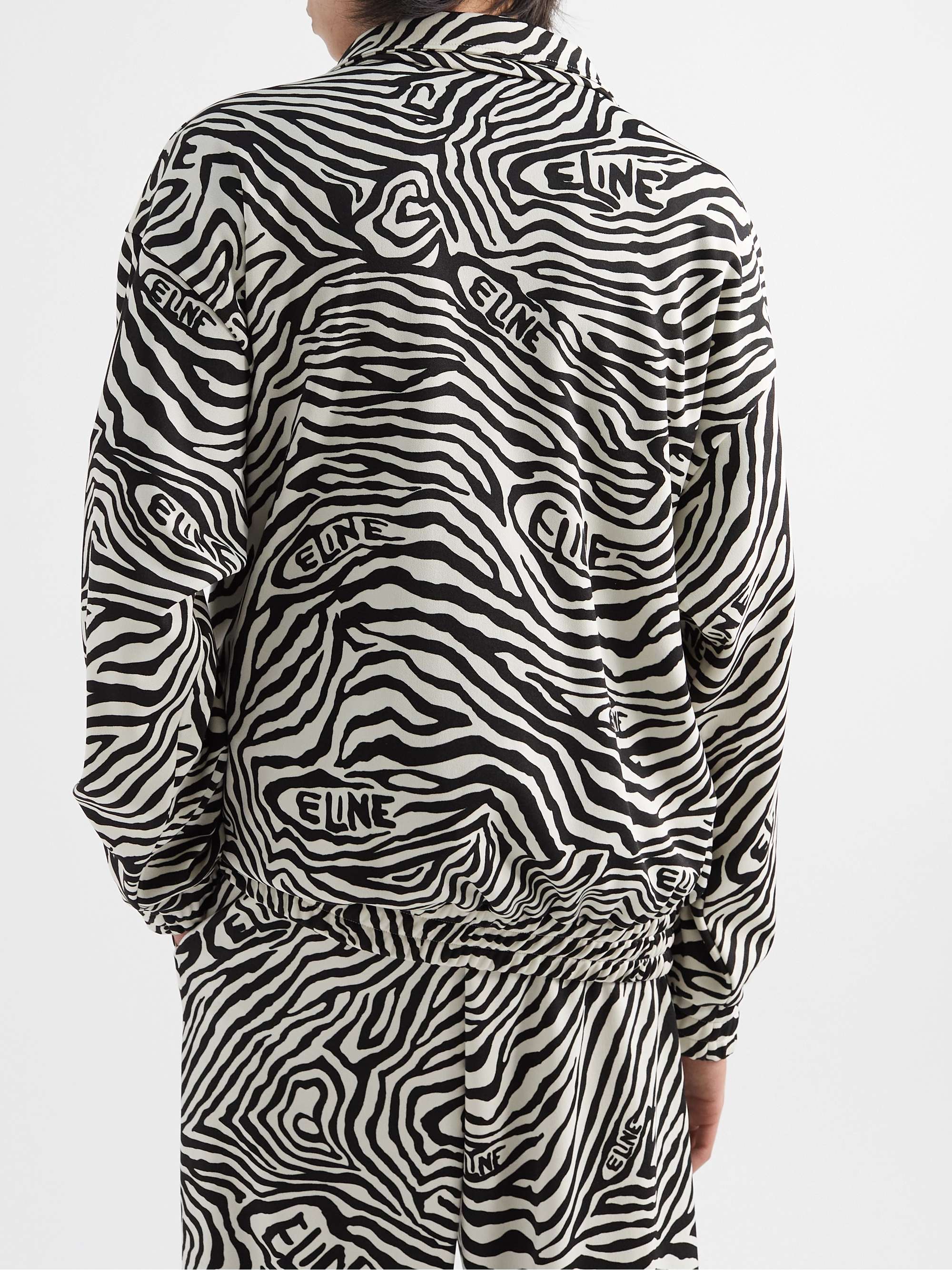 CELINE HOMME Zebra-Print Jersey Zip-Up Sweatshirt