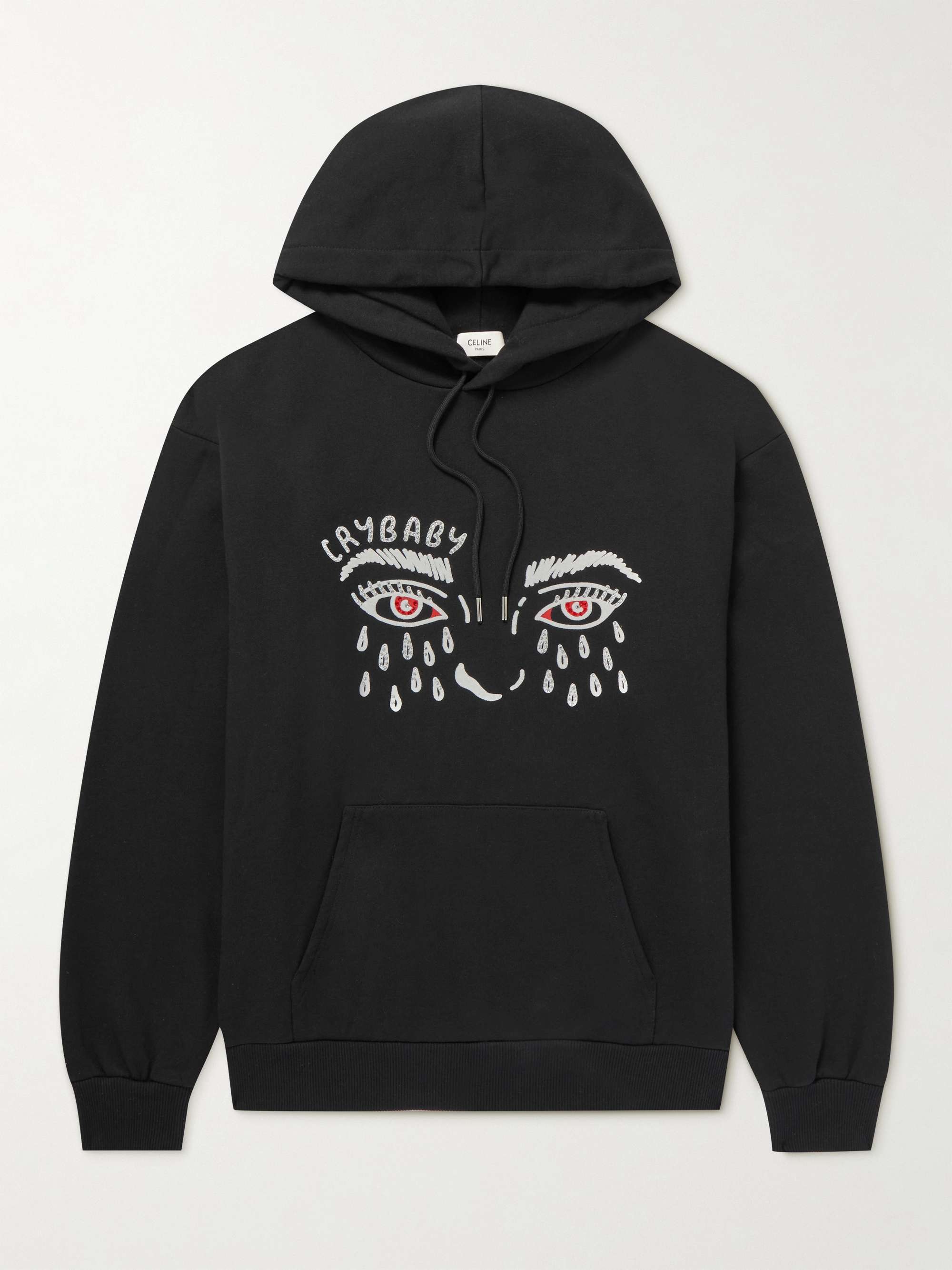 CELINE Cry Baby Oversized Embellished Cotton-Blend Jersey Hoodie