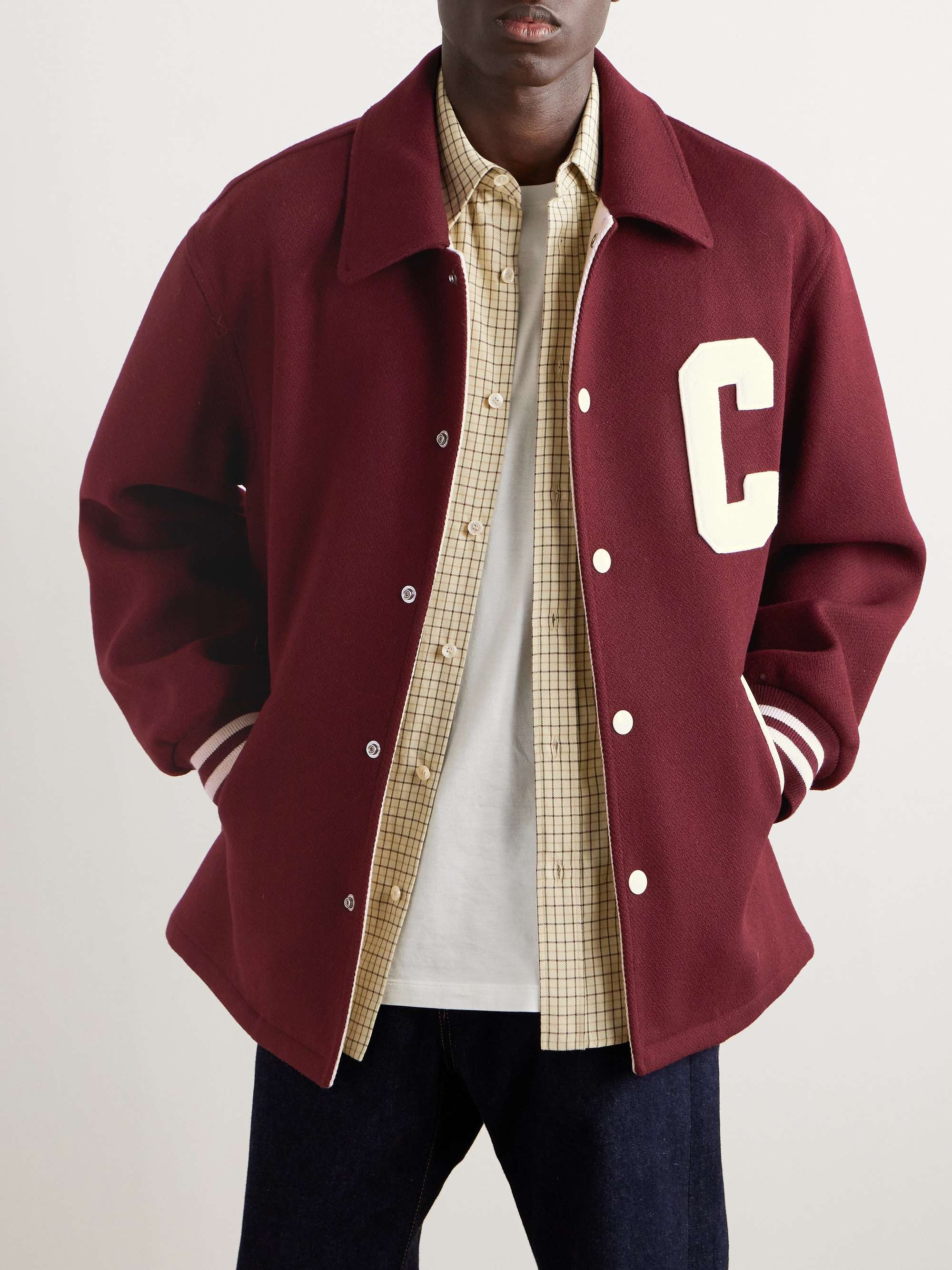 CELINE HOMME Logo-Appliquéd Mohair-Blend Bomber Jacket