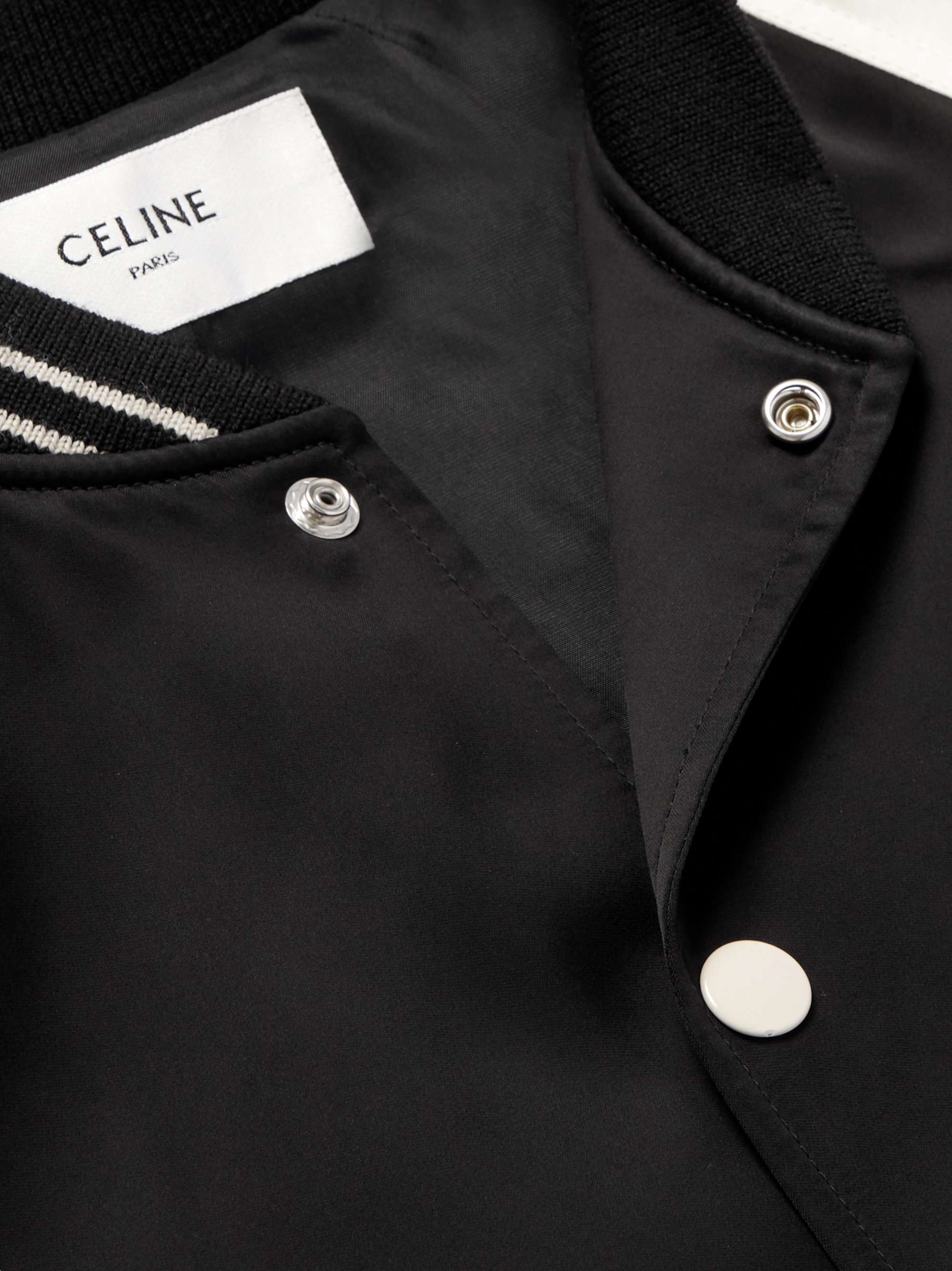 CELINE HOMME Cry Baby Oversized Embellished Satin Bomber Jacket