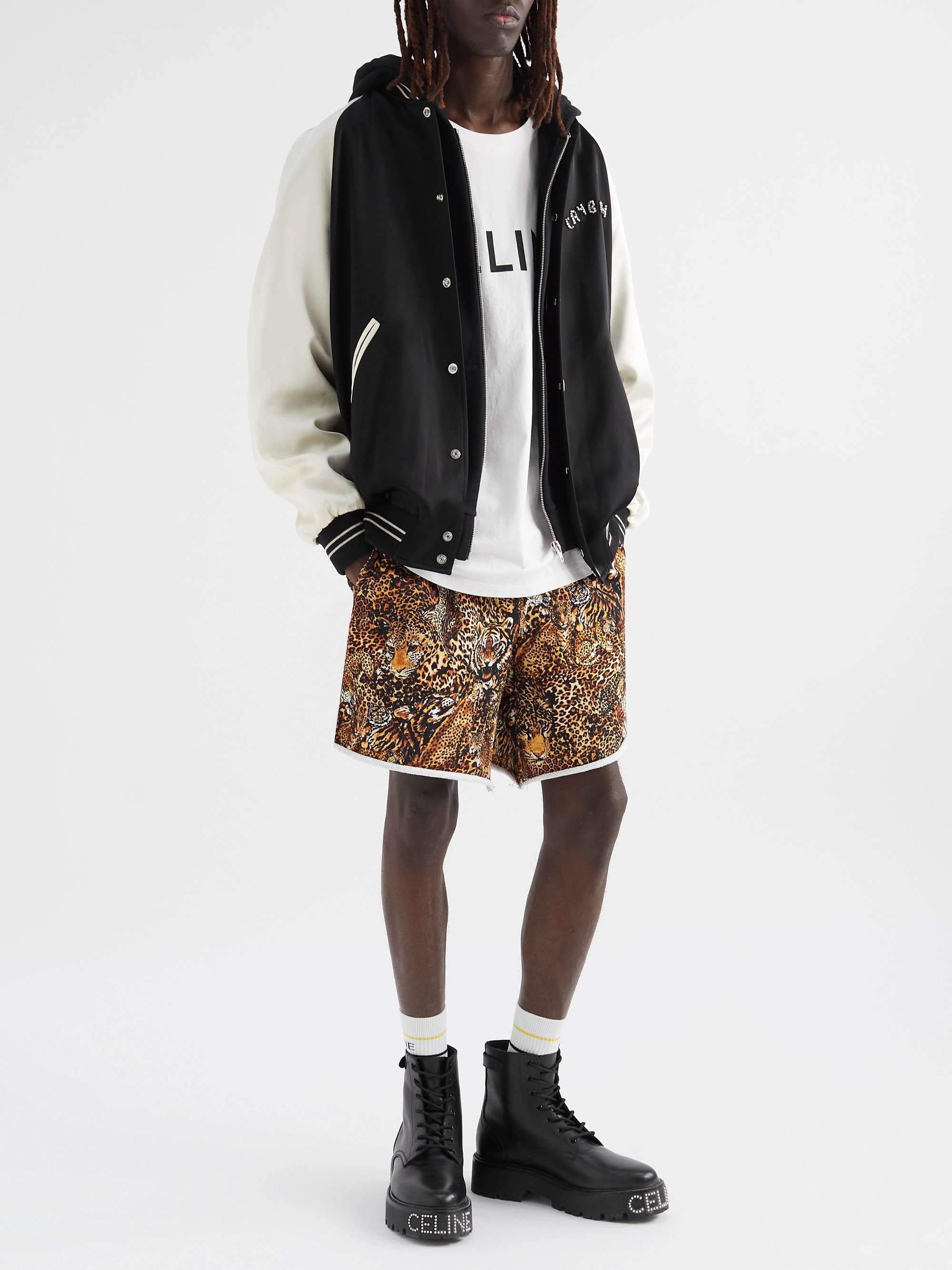 CELINE HOMME Cry Baby Oversized Embellished Satin Bomber Jacket