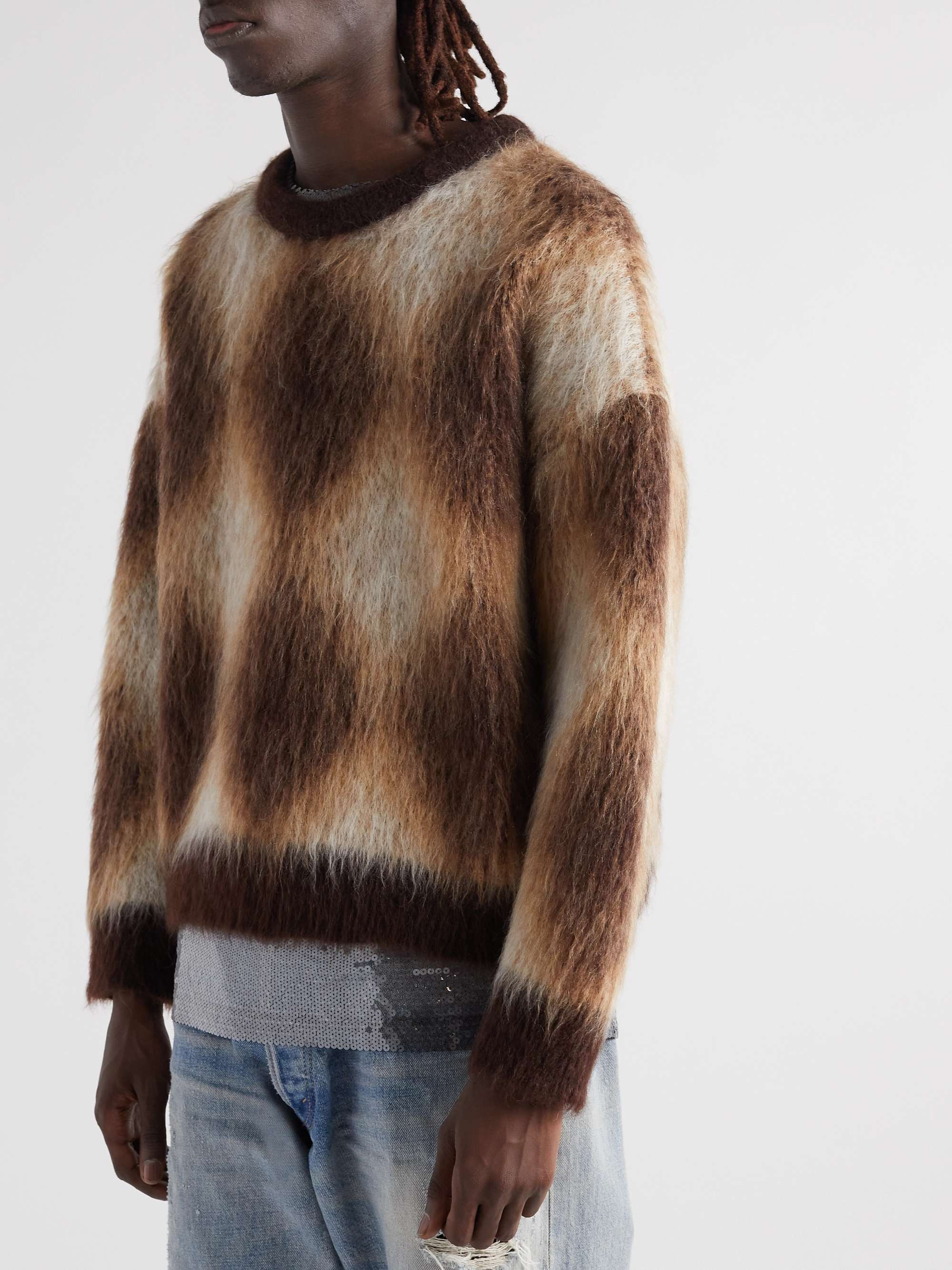 CELINE HOMME Argyle Mohair-Blend Sweater