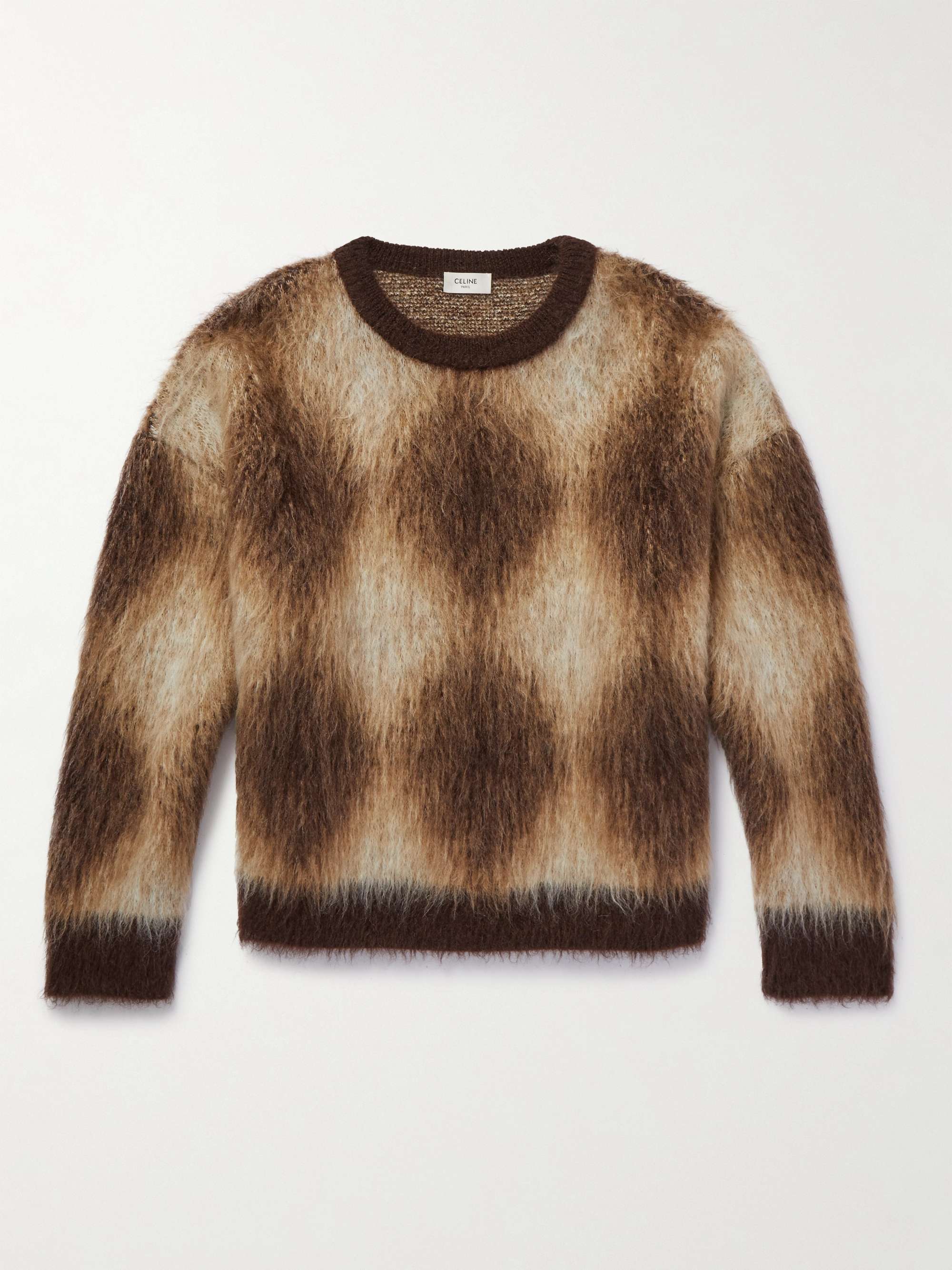 CELINE HOMME Argyle Mohair-Blend Sweater