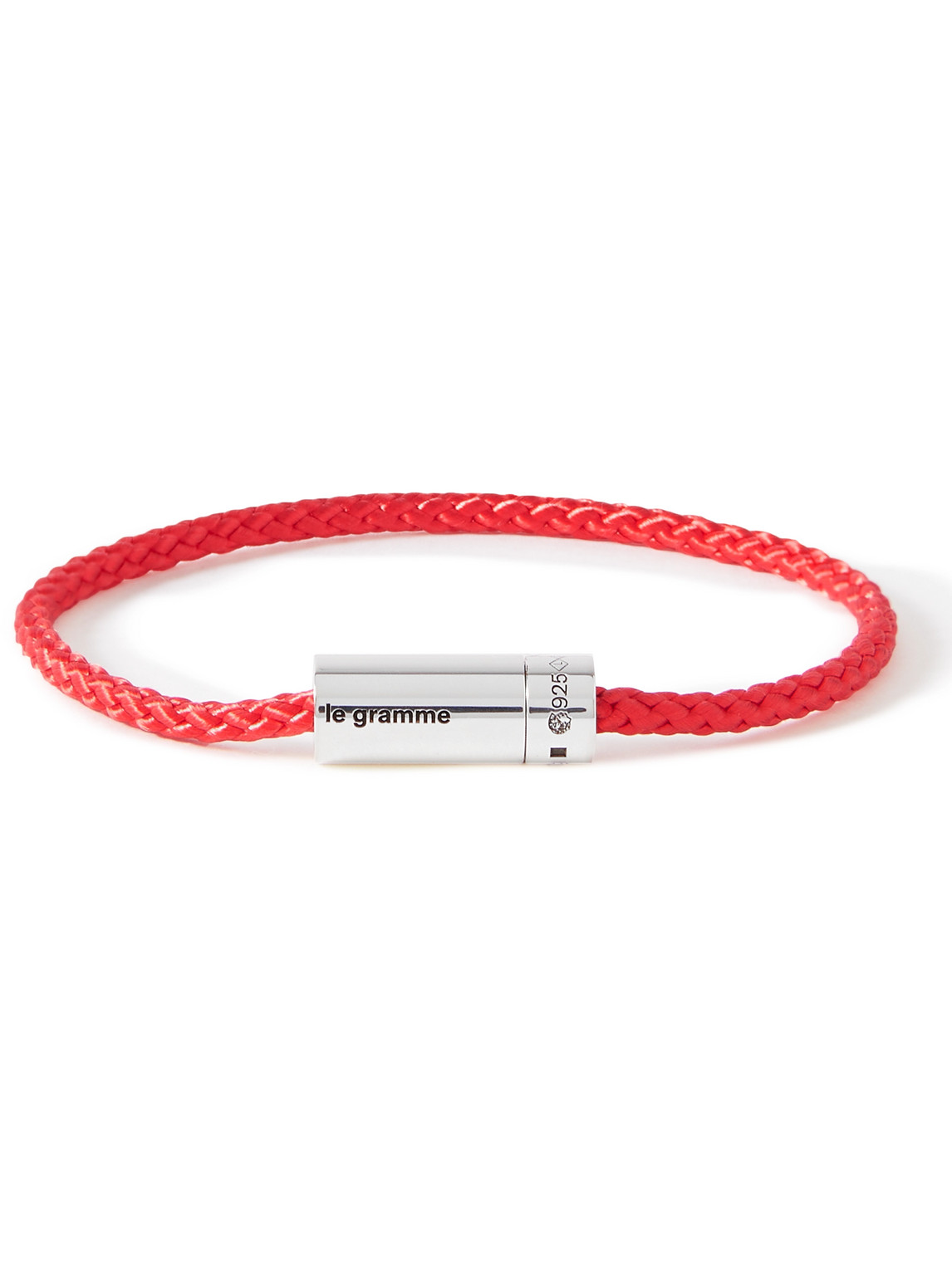 Le Gramme 7g Braided Cord And Sterling Silver Bracelet In Red