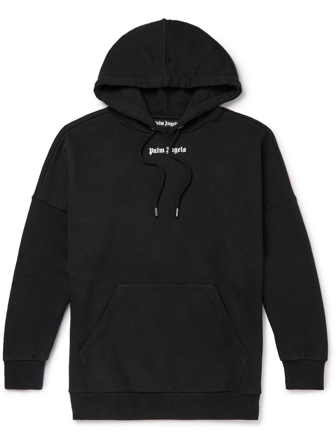 Palm Angels Logo-print Cotton-jersey Hoodie In Black