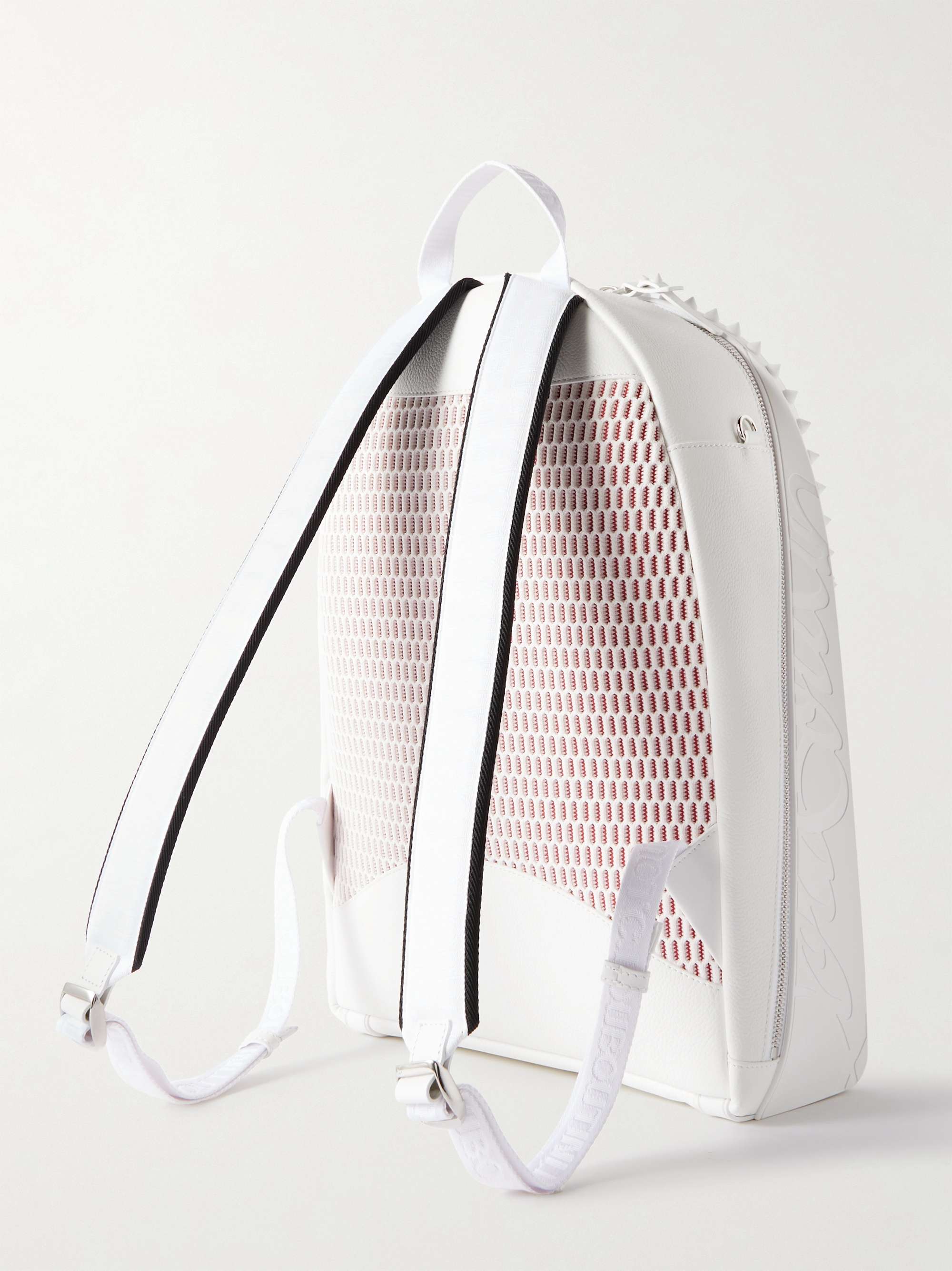 Backparis Spiked Rubber-Trimmed Full-Grain Leather Backpack