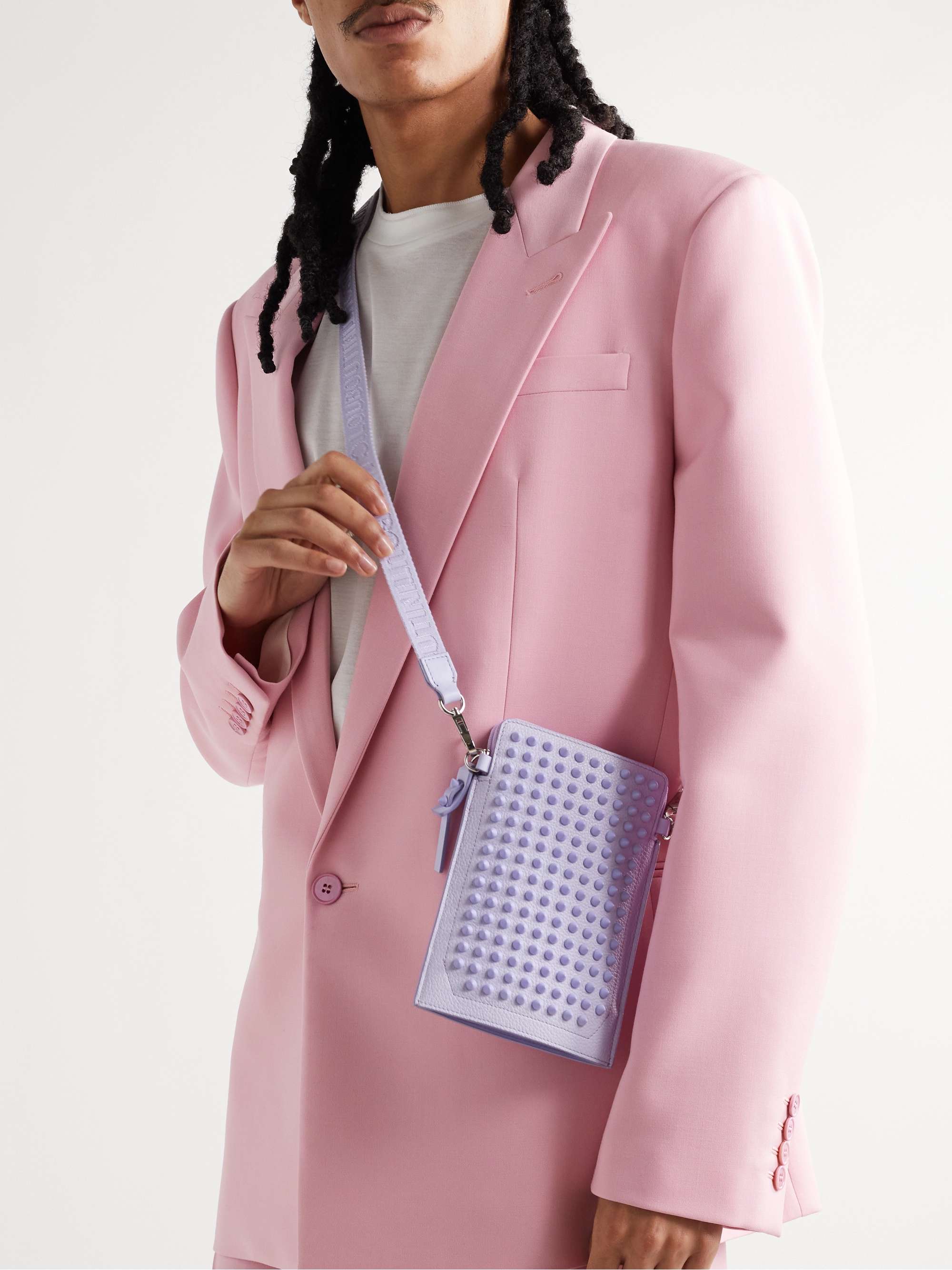 CHRISTIAN LOUBOUTIN Studded Full-Grain Leather Messenger Bag