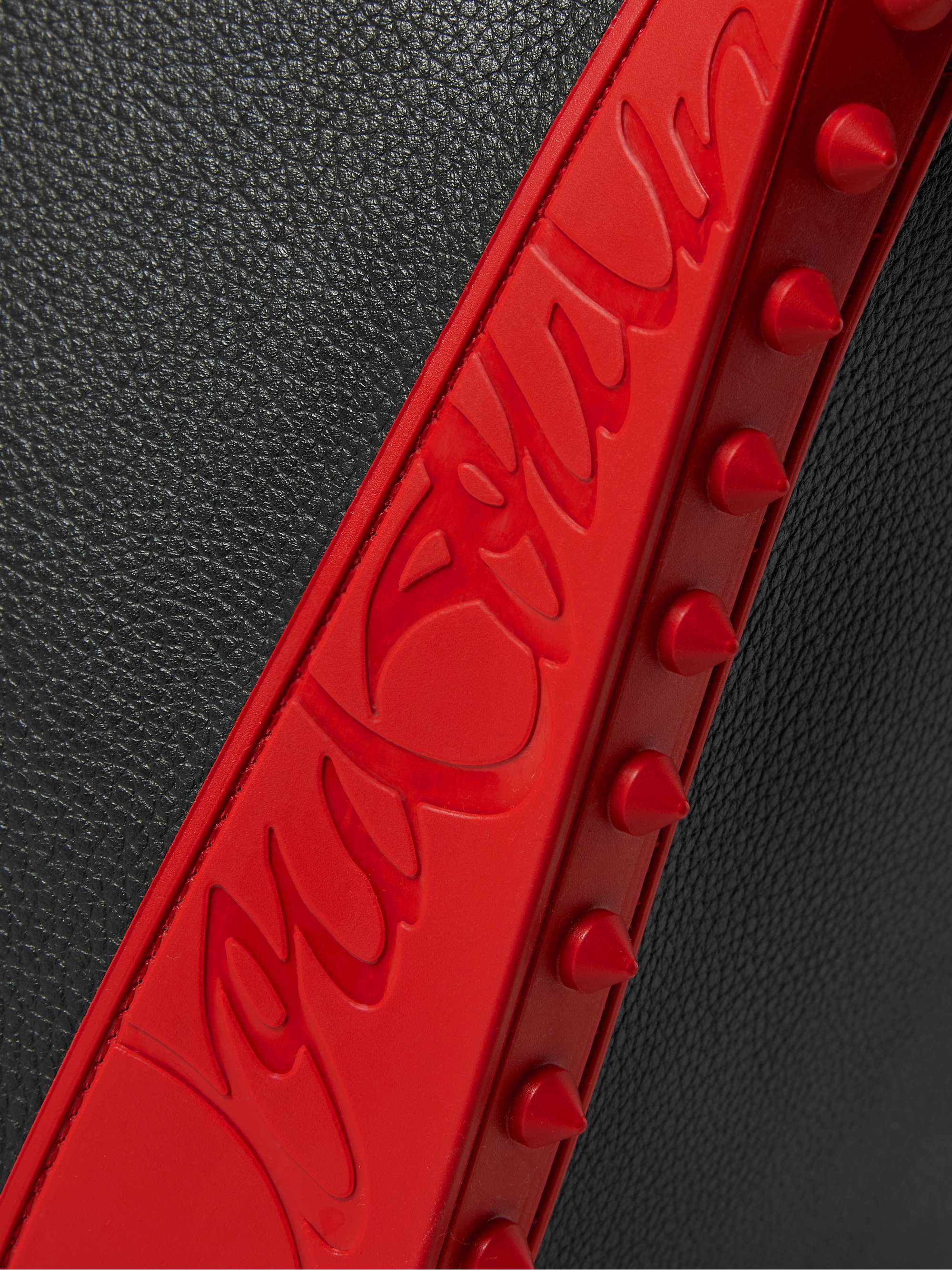 CHRISTIAN LOUBOUTIN Sneakender Studded Rubber-Trimmed Full-Grain Leather Weekend Bag
