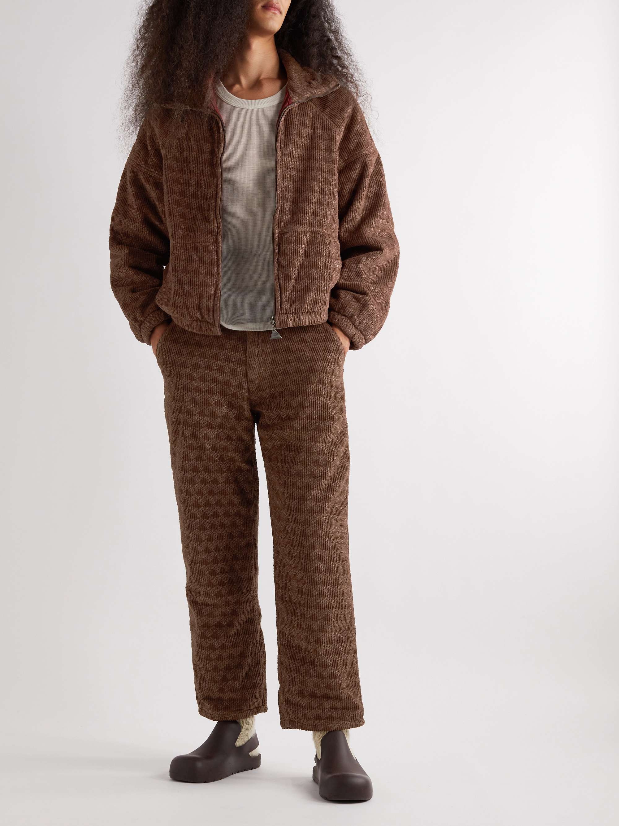 ERL Straight-Leg Padded Cotton-Corduroy Trousers