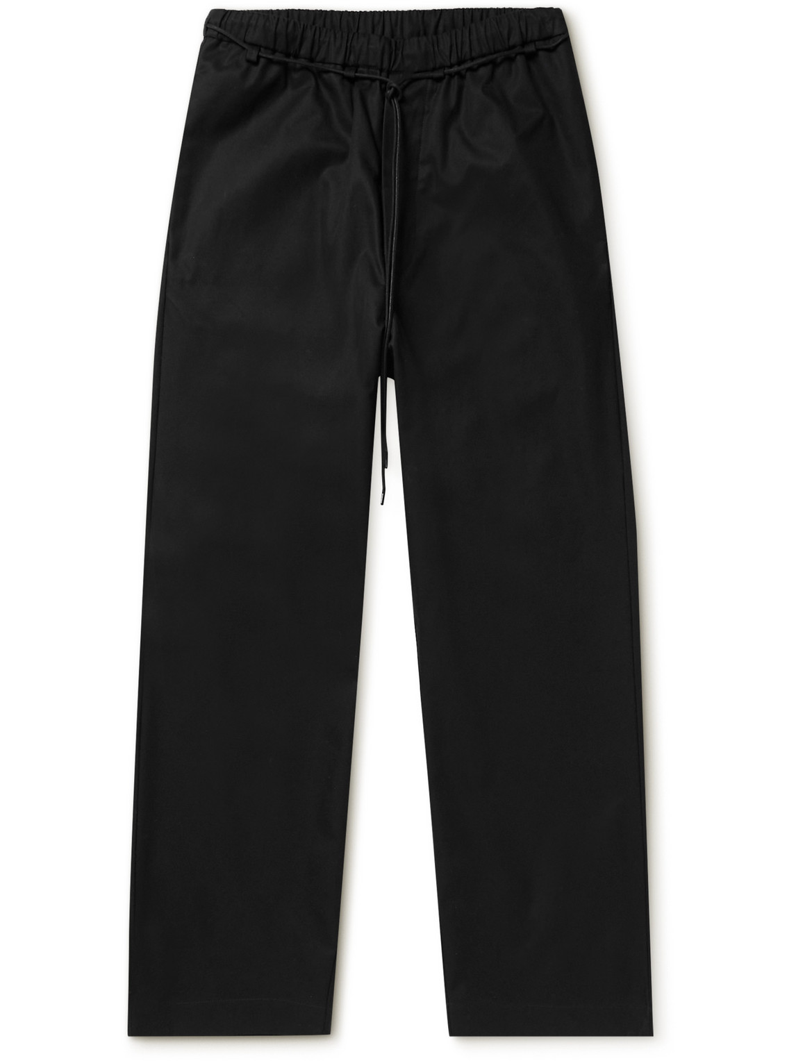 Shop Applied Art Forms Dm1-2 Wide-leg Cotton-twill Drawstring Trousers In Black