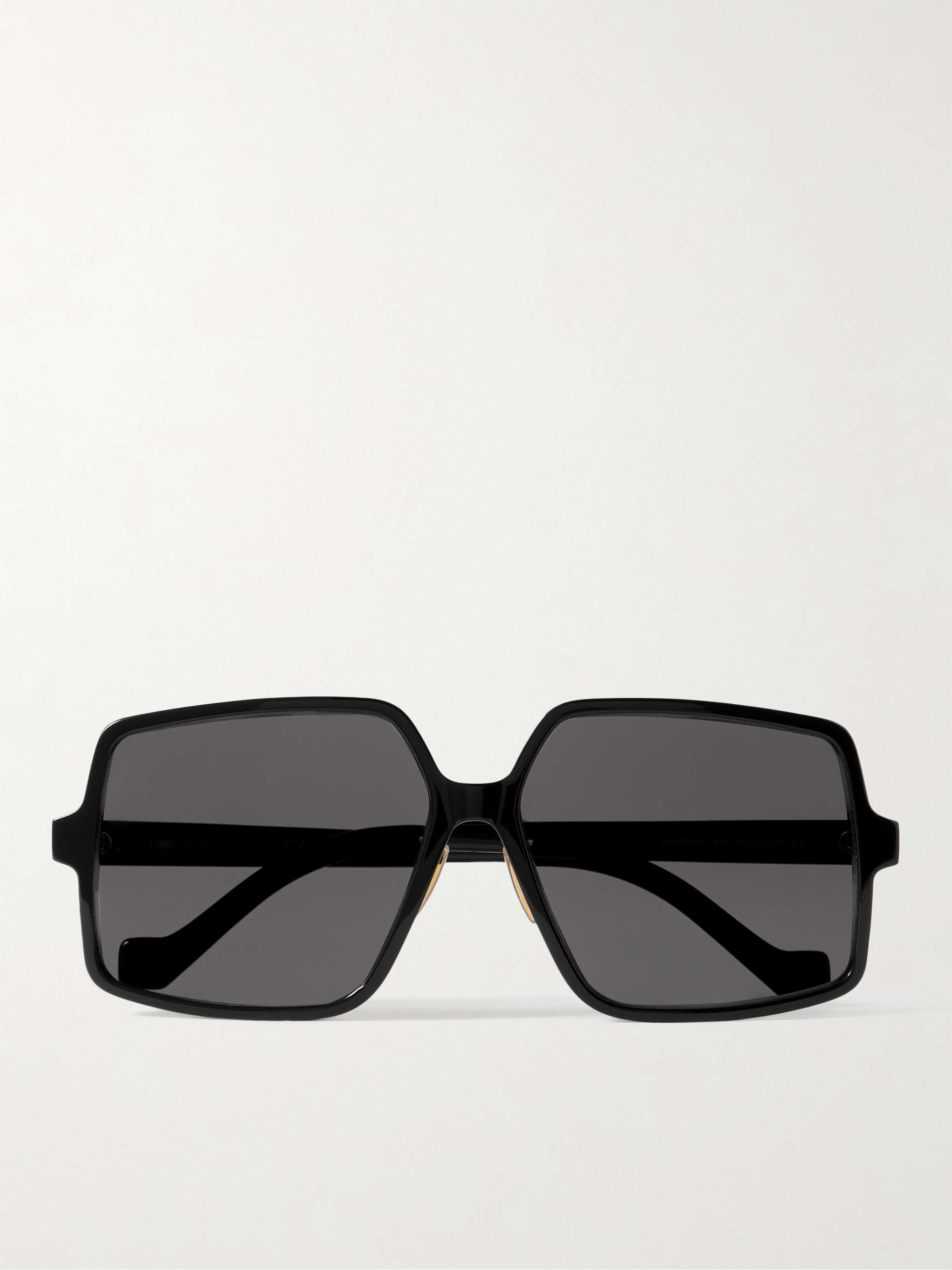 Oversized square-frame acetate and gold-tone sunglasses