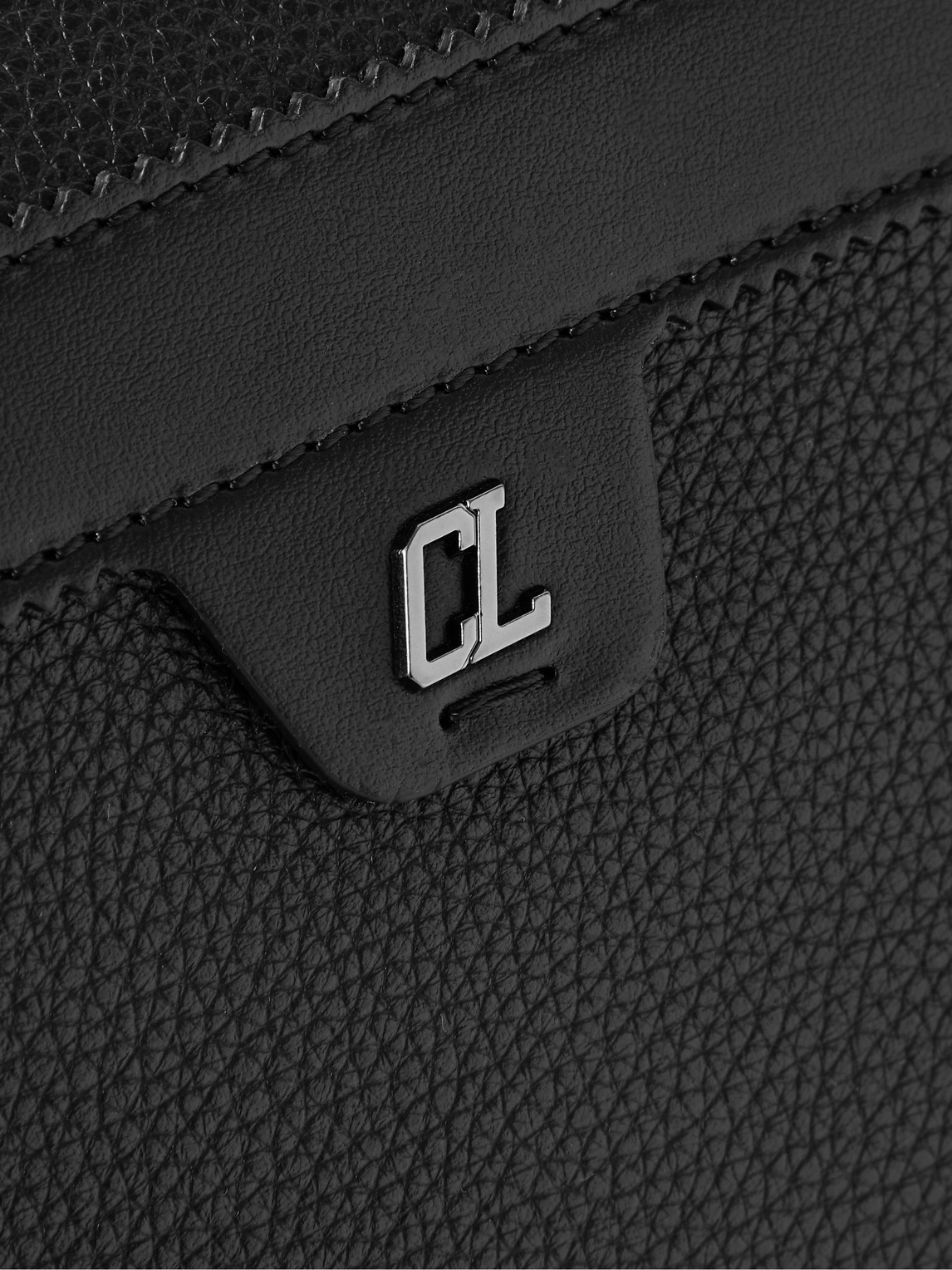 Shop Christian Louboutin Ruisbuddy Rubber-trimmed Full-grain Leather Messenger Bag In Black