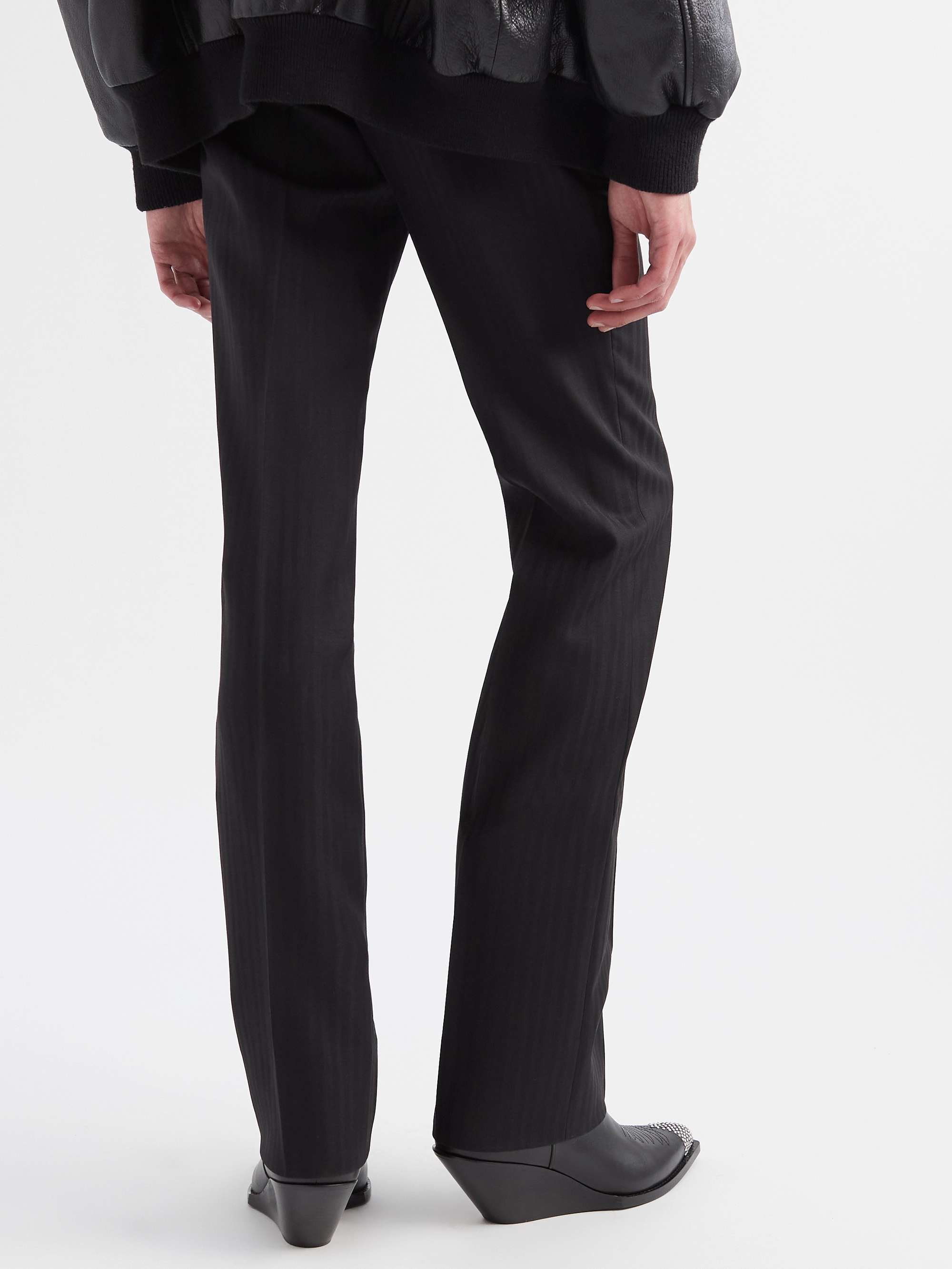CELINE HOMME Cropped Slim-Fit Striped Virgin Wool and Mohair-Blend Trousers