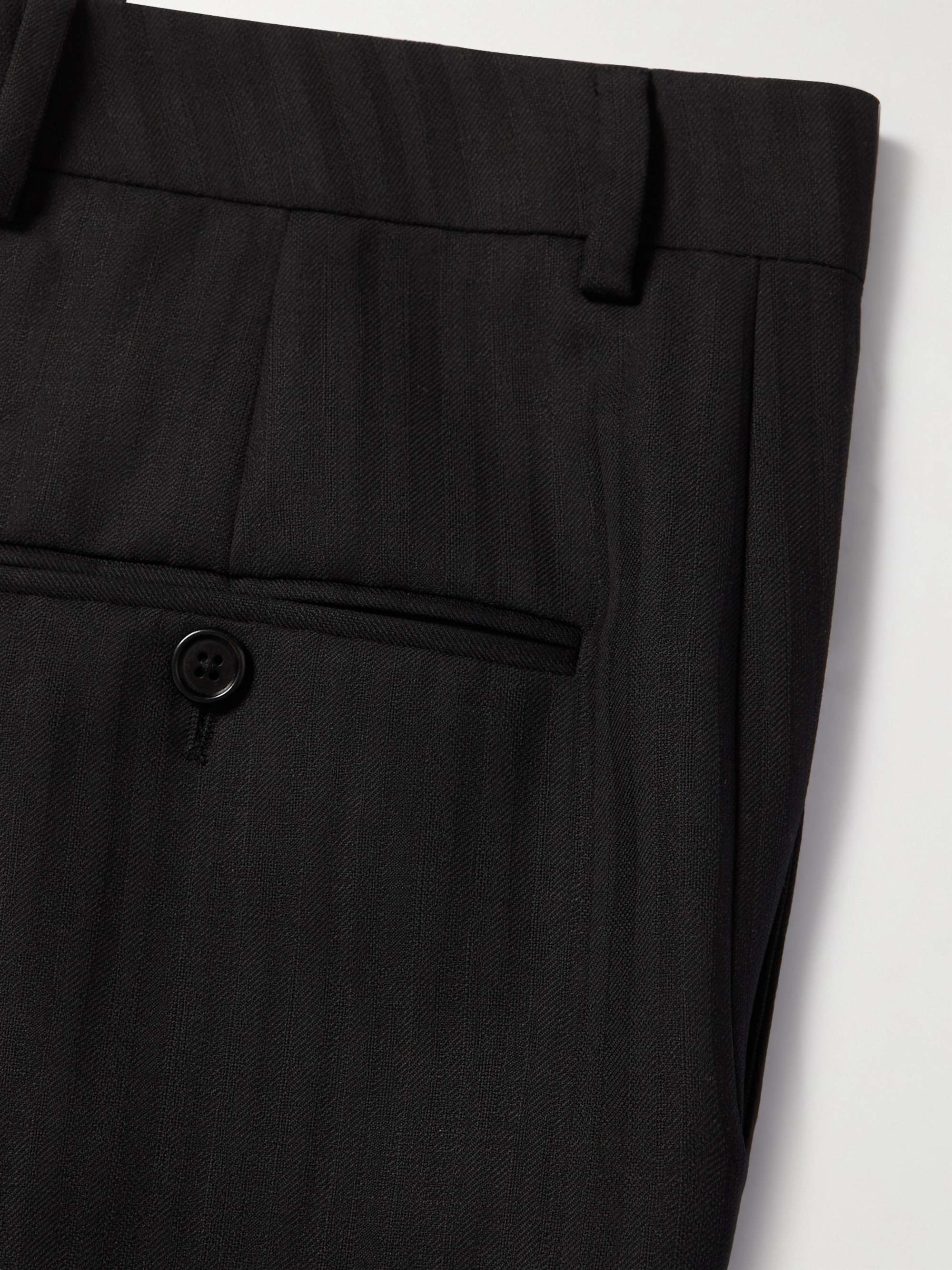 CELINE HOMME Cropped Slim-Fit Striped Virgin Wool and Mohair-Blend Trousers