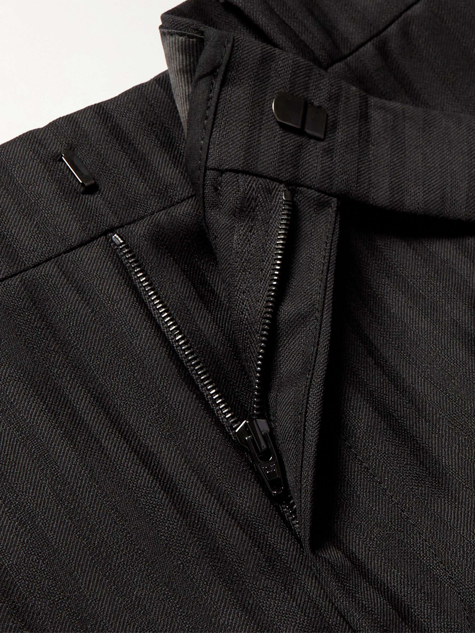 CELINE HOMME Cropped Slim-Fit Striped Virgin Wool and Mohair-Blend Trousers